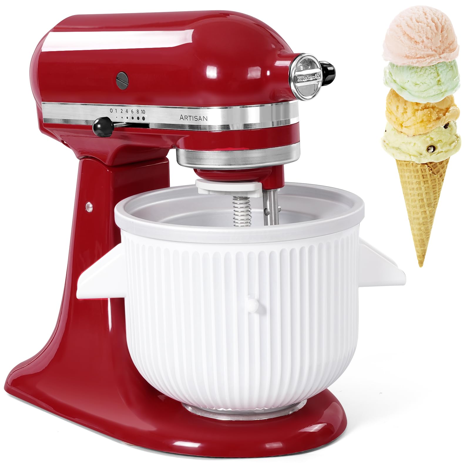 Gdrtwwh Ice Cream Attachment For Kitchenaid Stand Mixer,Ice Cream & Sorbet Gelato Maker,Fits Kitchenaid 4.5-5Qt Stand Mixer And