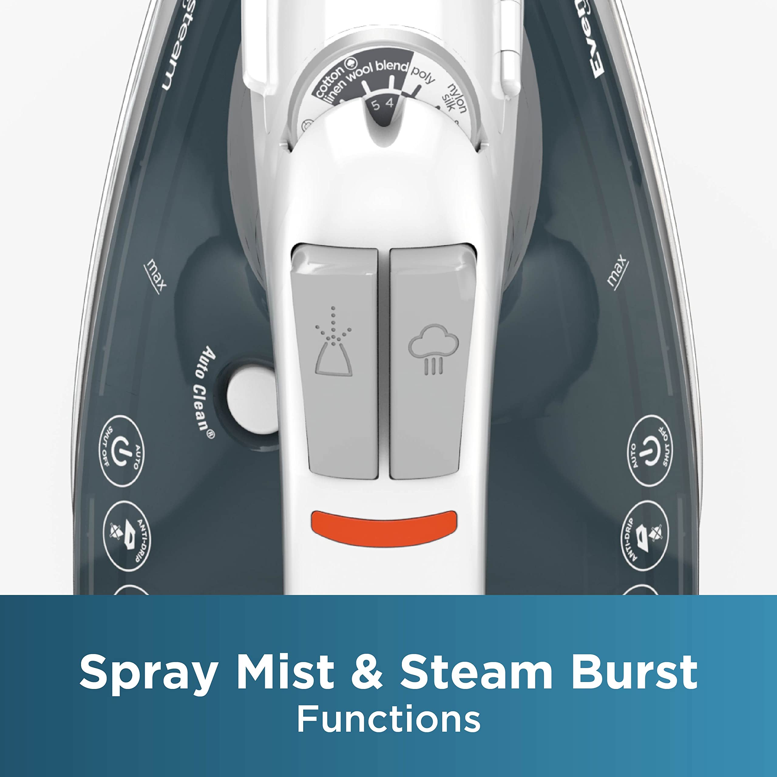 Black+Decker One Step Steam Iron With Evensteam Stainless Steel Soleplates And Smartsteam Control, Grey