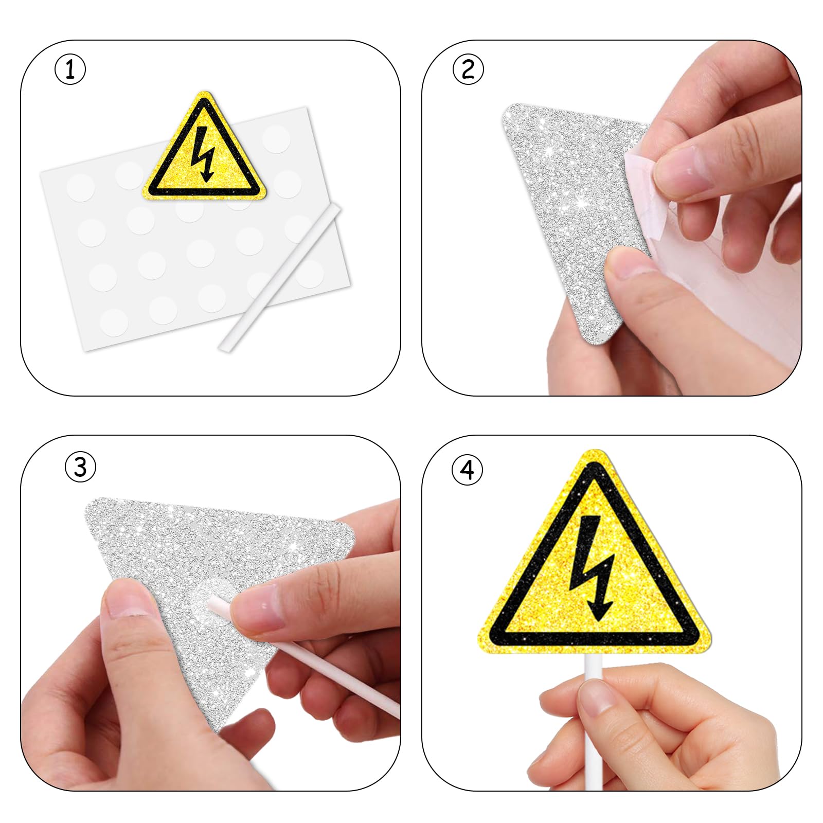 18Pcs Gold Glitter Tools Dessert Cupcake Topper Power Electrician Lineman Theme Decor Supplies Boy Man Happy Birthday Party Deco