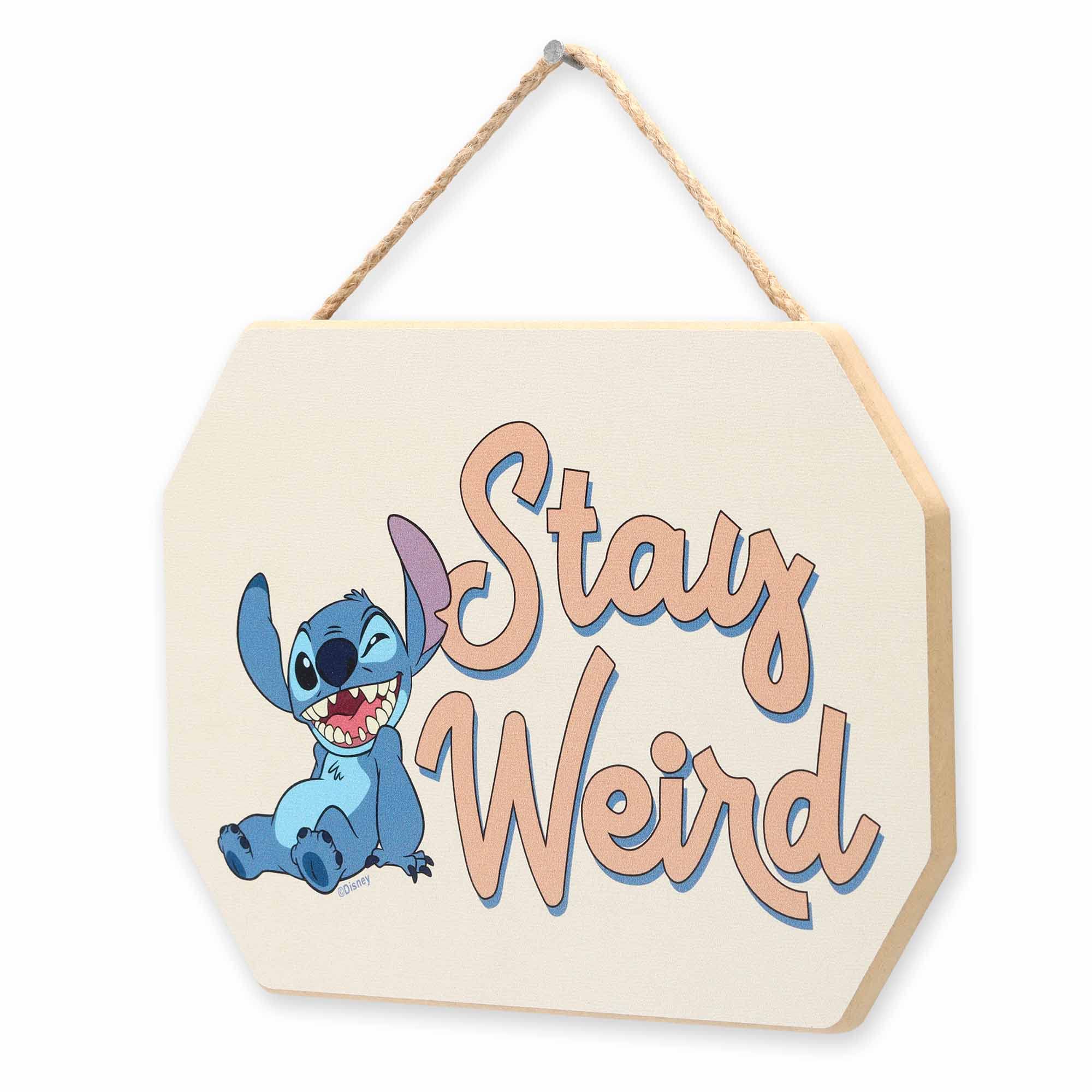 Disney Lilo and Stitch Stay Weird Hanging Wood Wall Decor - Cute Stitch Sign for Kids  Bedroom or Play Room