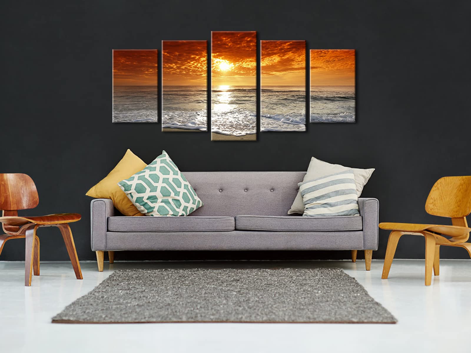 Wieco Art Grand Sight Sunset Ocean Canvas Prints Wall Art Sea Beach Pictures To Photo Paintings Landscape Decor For Living Room