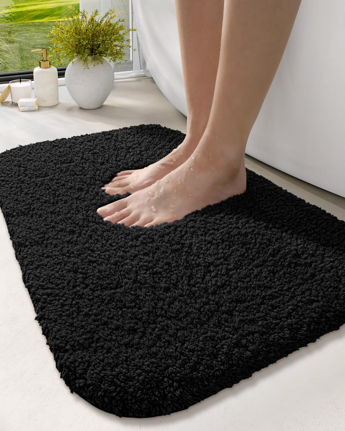 Dexi Bathroom Rug Mat, 32X20, Non Slip Washable Absorbent Microfiber Mats, Thick Soft Floor Shower Rugs For Bath Accessories Dec