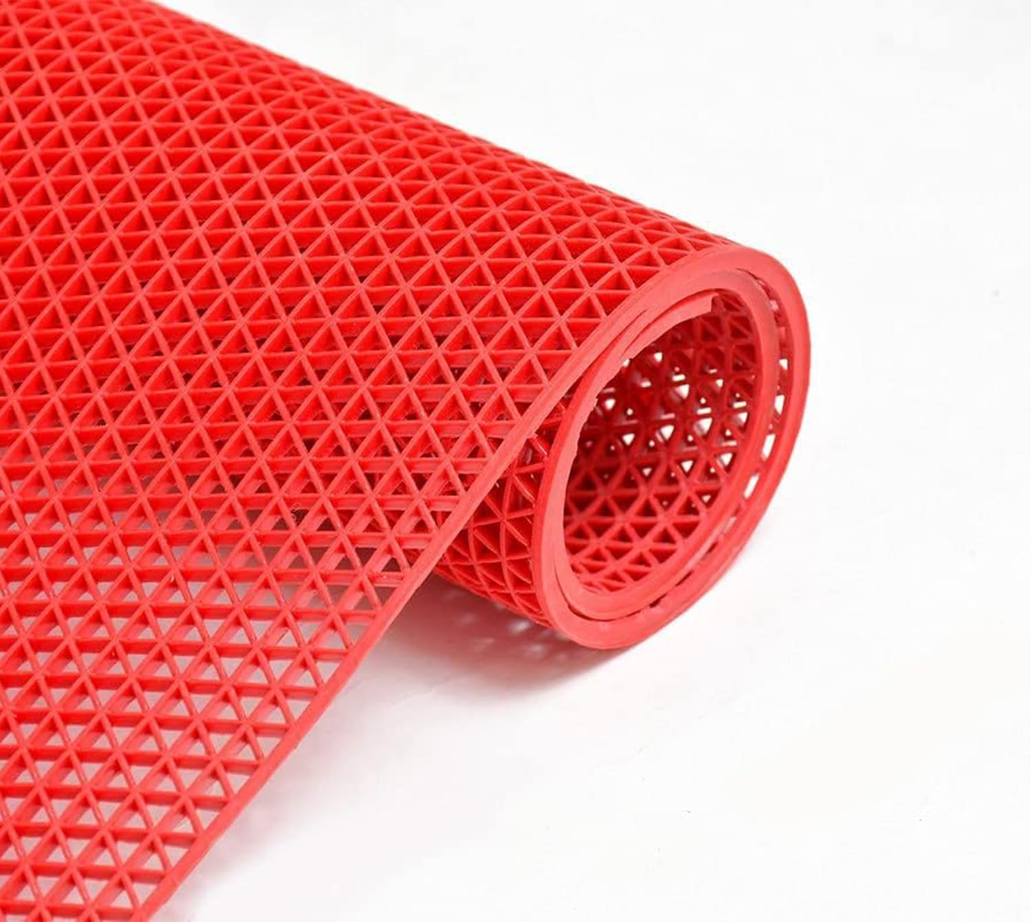 Yellow Weaves Anti Skid Multipurpose Pvc Rubber Mat For Floor, Bathroom, Swimming Pool, Kitchen, Indoors, Outdoors | Color - Red
