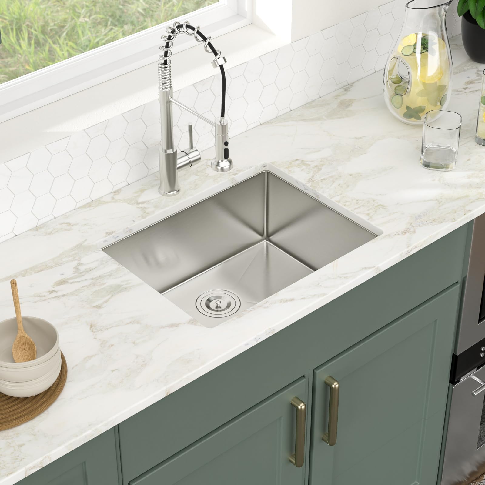 21 Bar Sink Undermount - Logmey 21 X 18 Inch Undermount Kitchen Sink 18 Gauge Stainless Steel Deep Single Bowl Bar Prep Sink