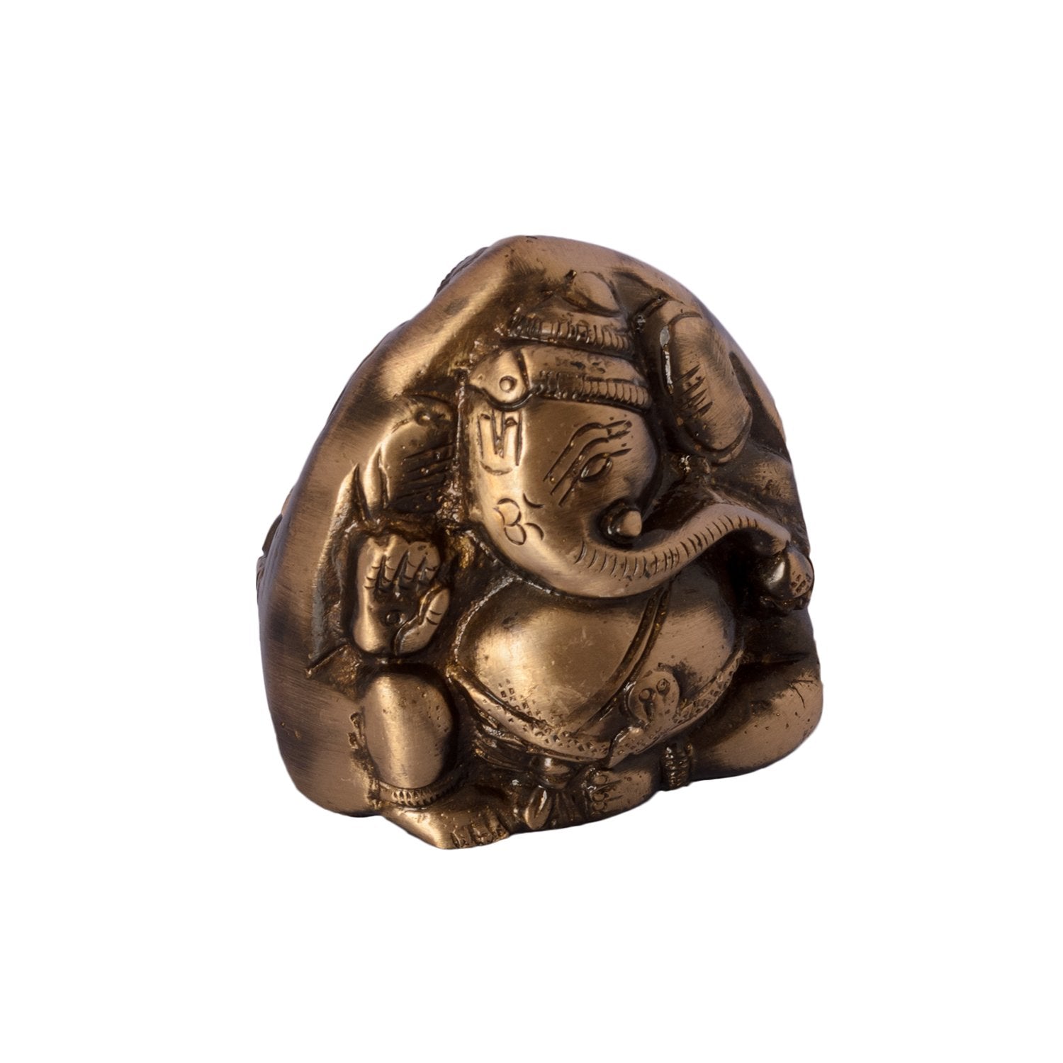 Ecraftindia Antique Finish Two Faced Lord Ganesha Brass Showpiece (5 Cm X 4 Cm X 6, Brown And Golden)
