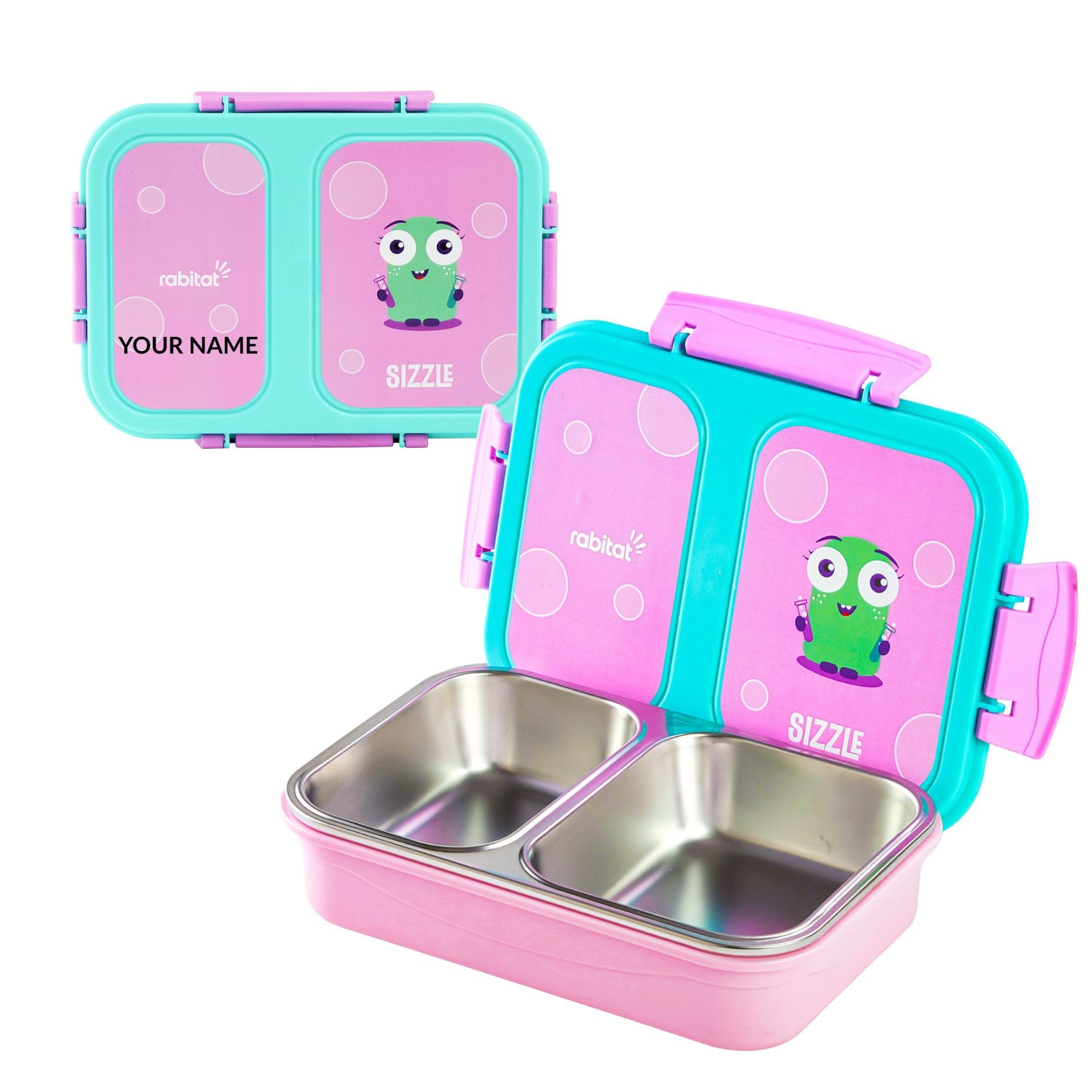 Rabitat Yumzee Personalized Stainless Steel Lunch Box 750Ml | 1+1 Year Brand Warranty | Tiffin Box For School | Lunch Box For Ki