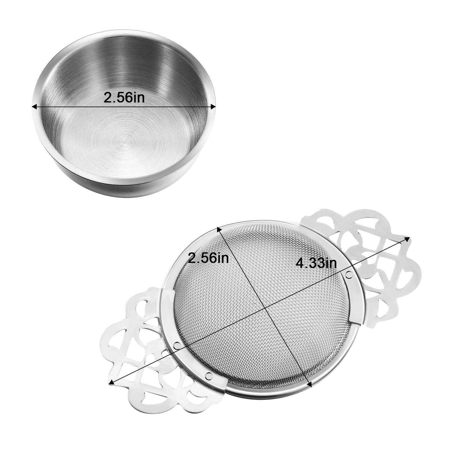 Empress Tea Strainers With Drip Bowls, Mesh Tea Infuser Stainless Steel Loose Leaf Tea Filter With Handles For Better Tea Experi