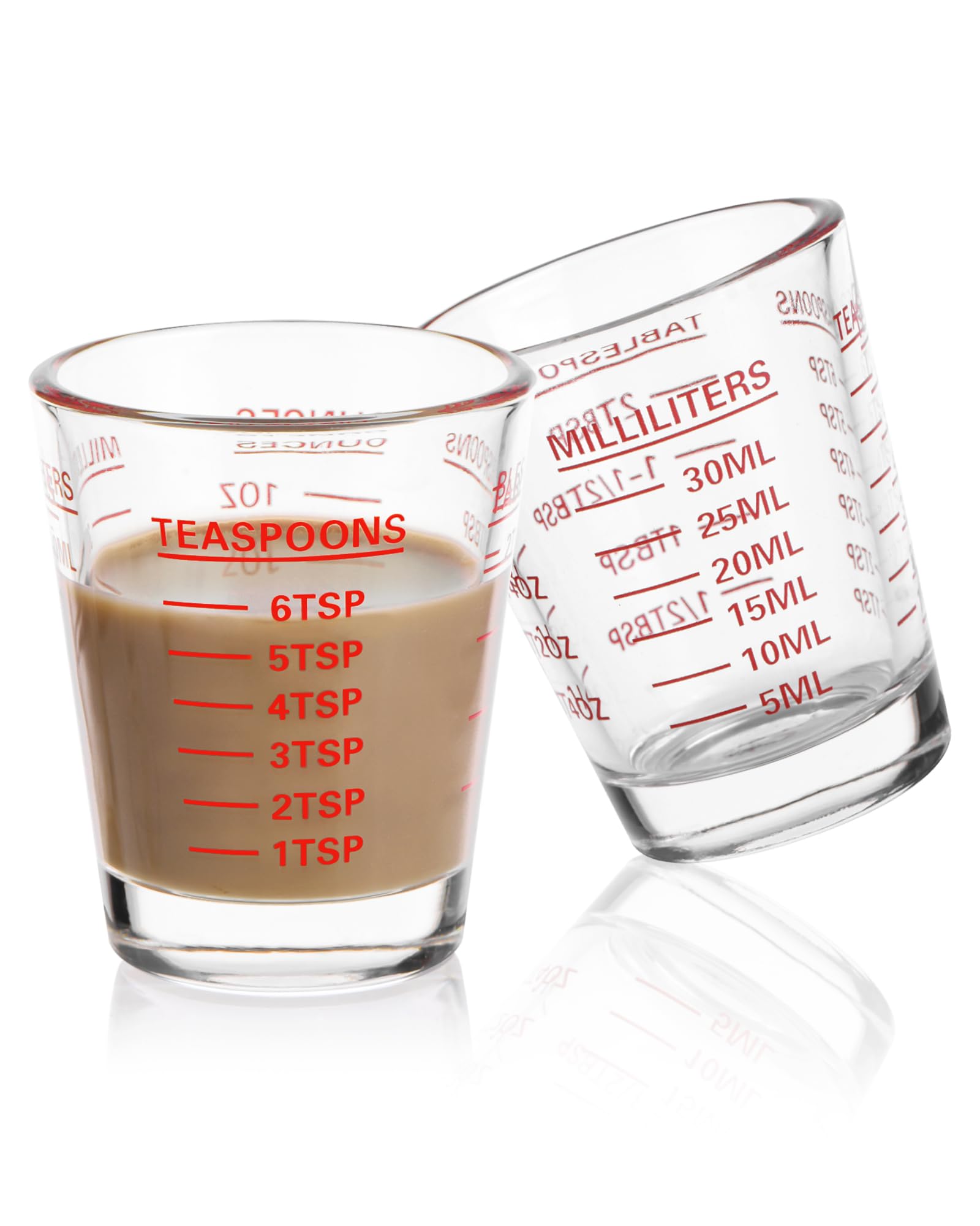 SAIAOKJ Shot Glasses Measuring Cup Set 2PACK Espresso Shot Glasses Liquid Heavy Glass 26-Incremental Measurement 1 OZ, 2 TBS, 6 