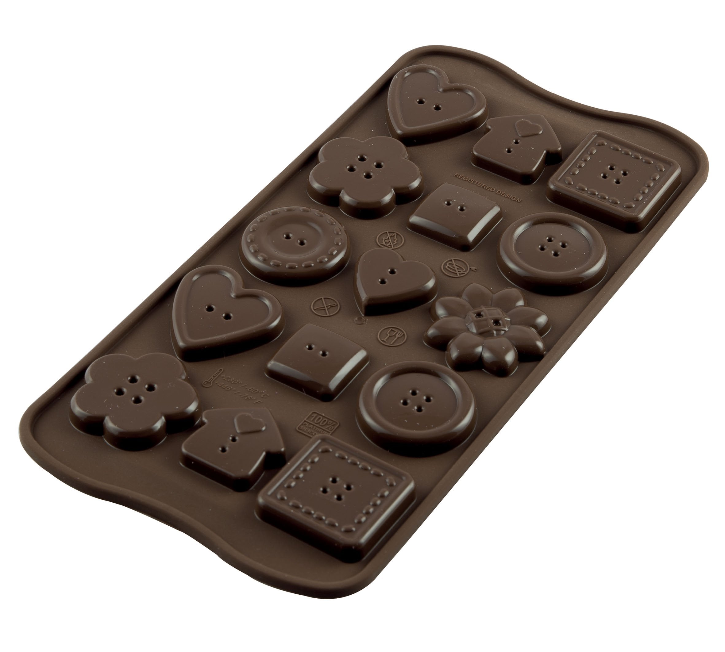 Silikomart Platinum Easychoc Chocolate Buttons Mold, Brown