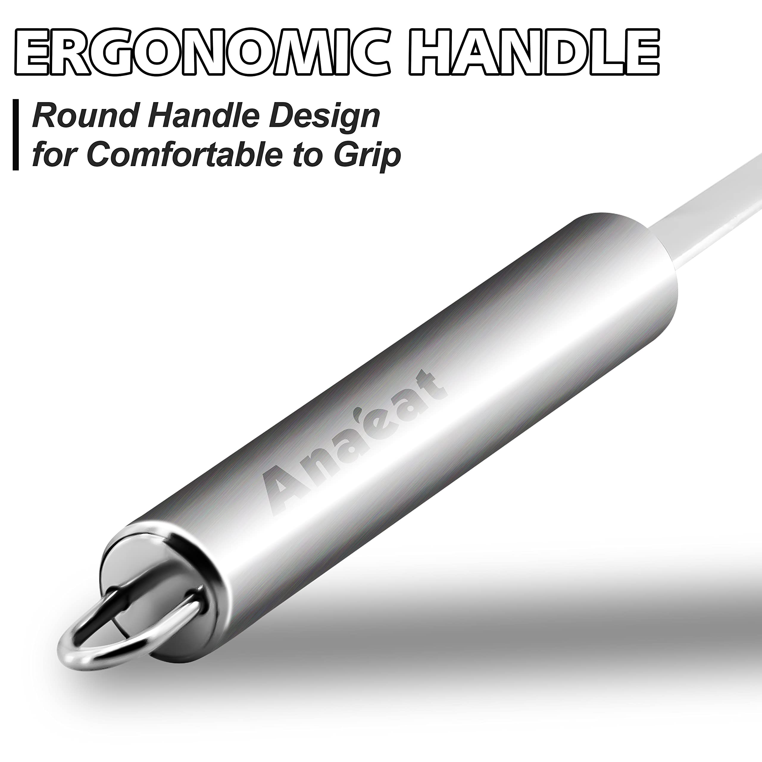 Anaeat Stainless Steel Fat Skimmer Spoon - Set of 3 Professional Kitchen Fine Mesh Food Strainer and Hot Pot Skimmer with Long Handle for Skimming  Cooking  Frying  Grease  Gravy and Foam (3''+4''+4.7'')