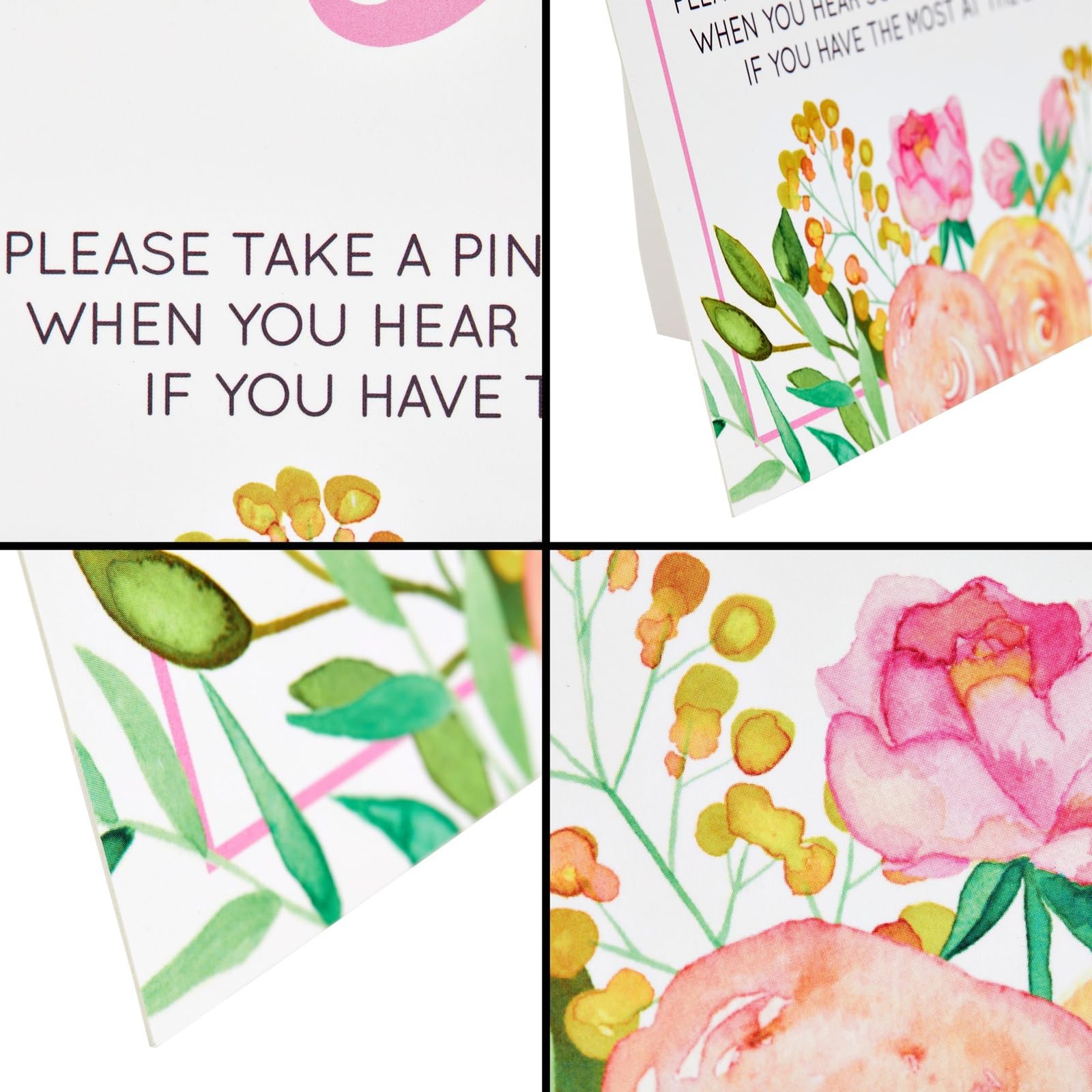 Floral Baby Shower Clothespin Game For Girl  Don't Say Baby Theme with 60 Pink Clothes Pins and 8x10-Inch Sign