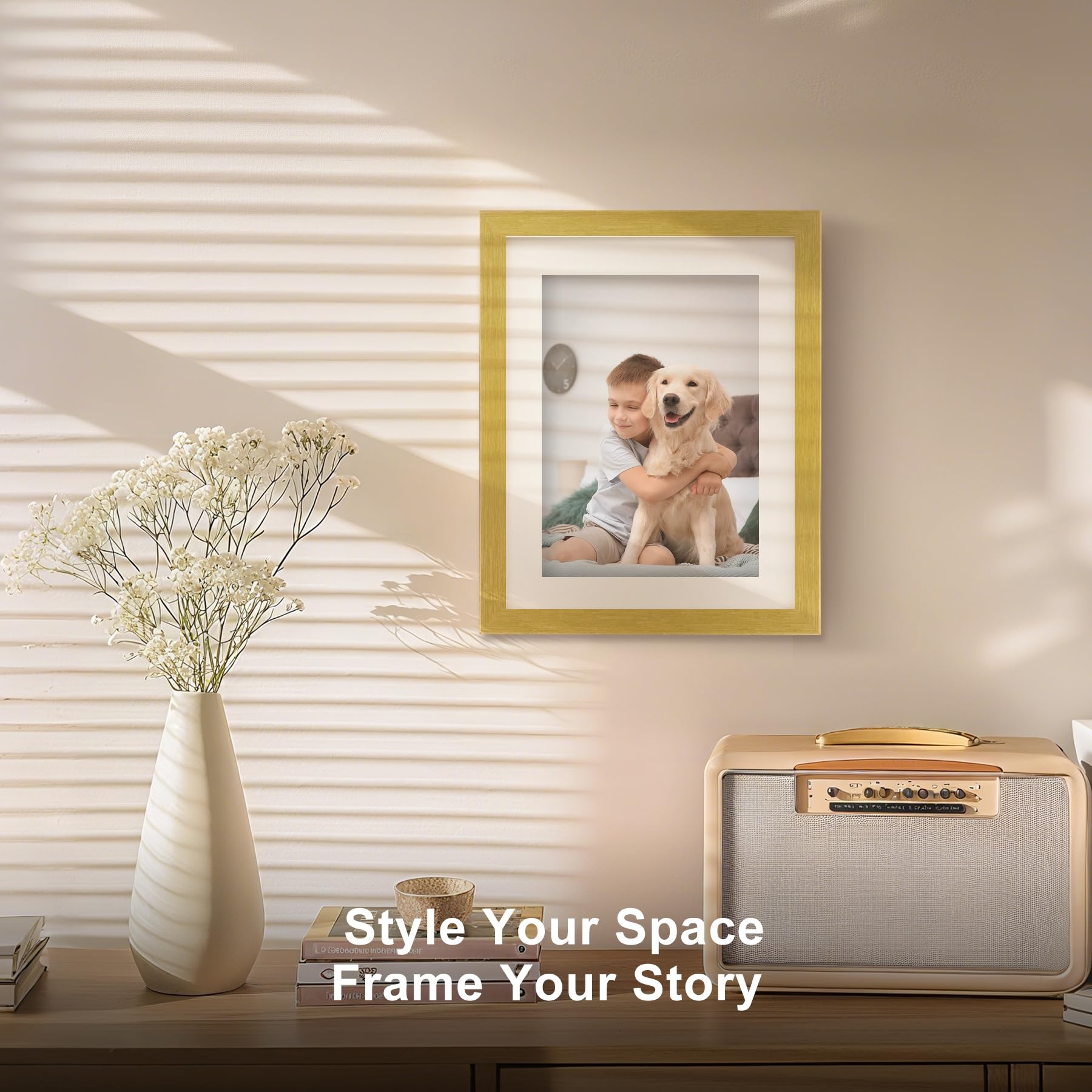 TOFOREVO Picture Frames 8x10 Set of 2 Distressed Gold Wood Grain Photo Frame for Gallery Wall Mounting or Tabletop Display