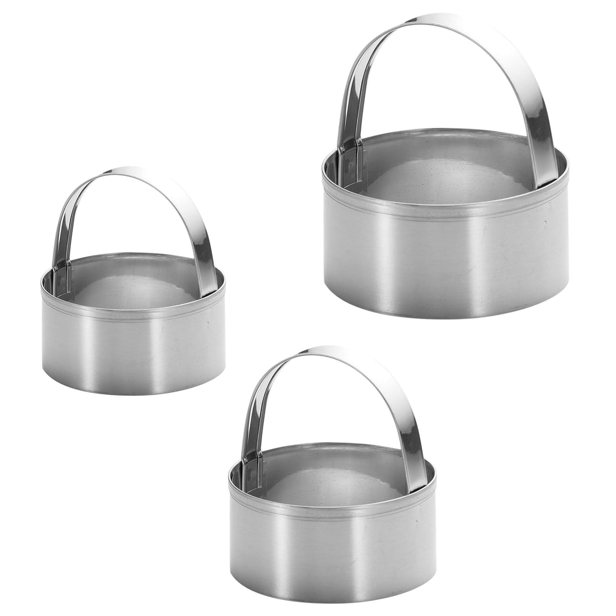 Maykito 3 Pieces Round Biscuit Cutter With Handle - Stainless Steel Round Circle Doughnut Cutter Baking Molds Assorted Size