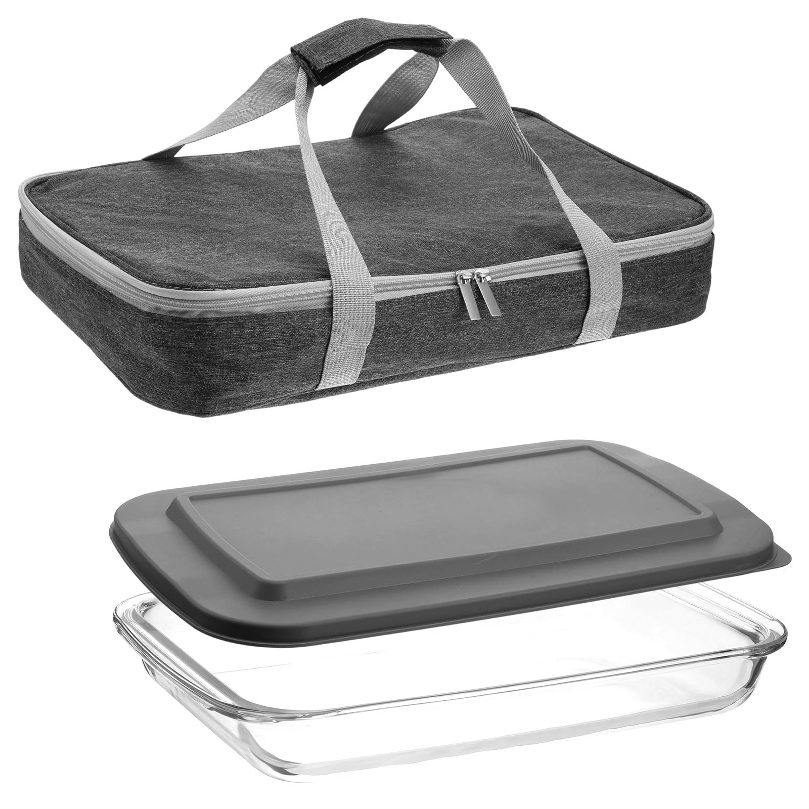 Glass Baking Dish with Lid 9 x 15 Inch Glass Casserole Dish with Carrier Insulated Casserole Bag for Oven Potluck Party Picnic C