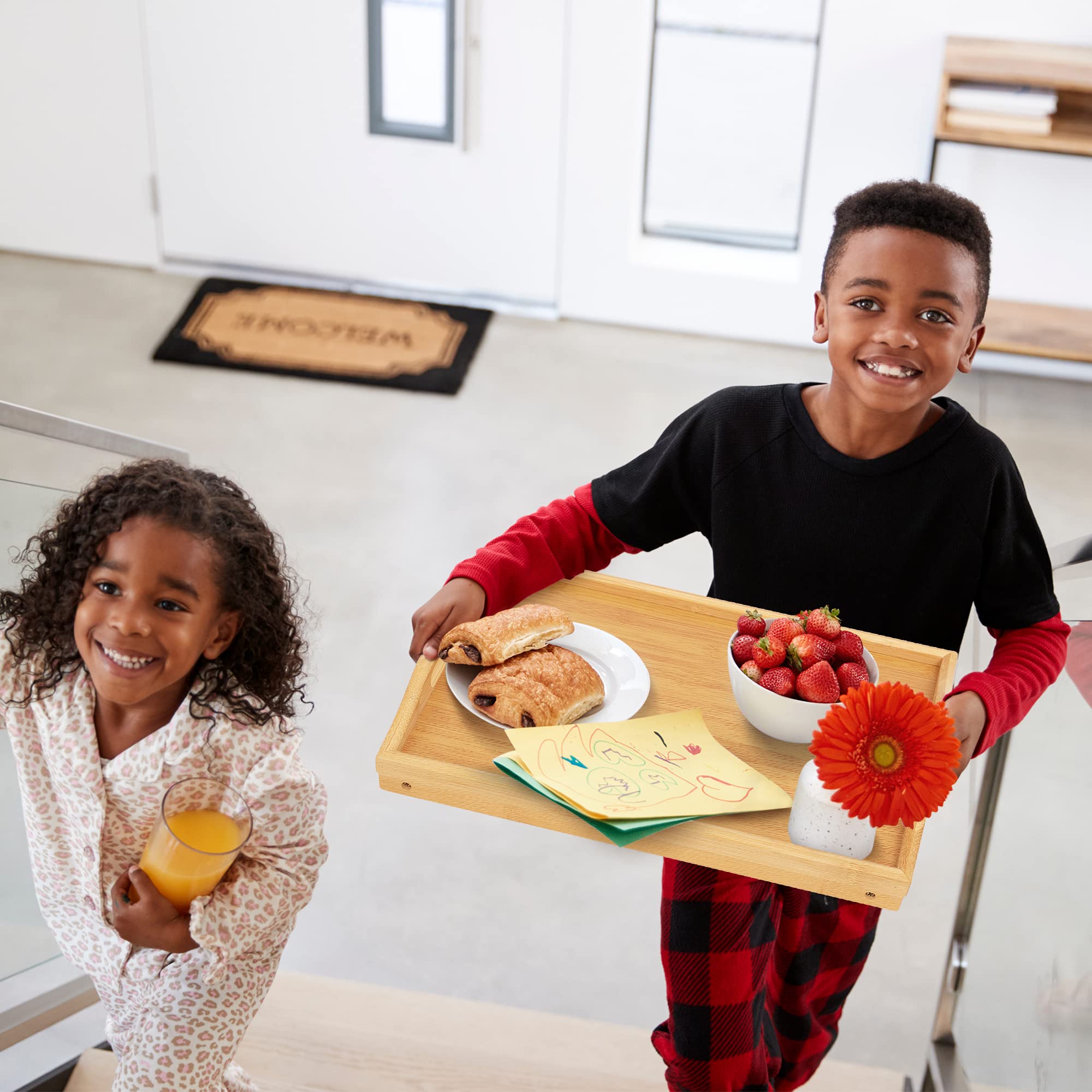Mayyol Breakfast Bed Tray For Eating - Raised Food Table Up To 9.5 '' On Lap Sofa - Adjustable Bamboo Serving Tray - Portable Sn