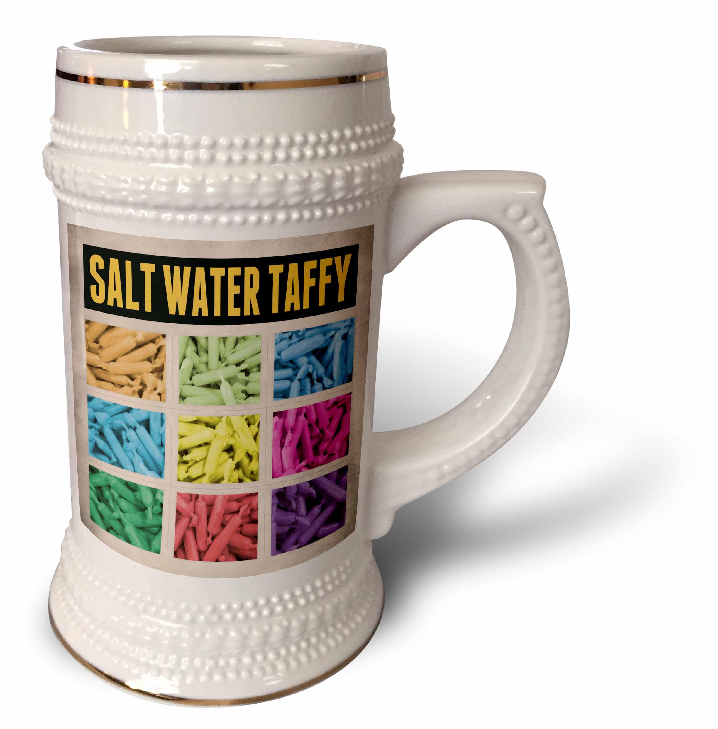 3dRose Salt Water Taffy - whimsical graphic design of salt water taffy candy in a colorful grid - Stein Mug, 18oz (stn_120321_1)