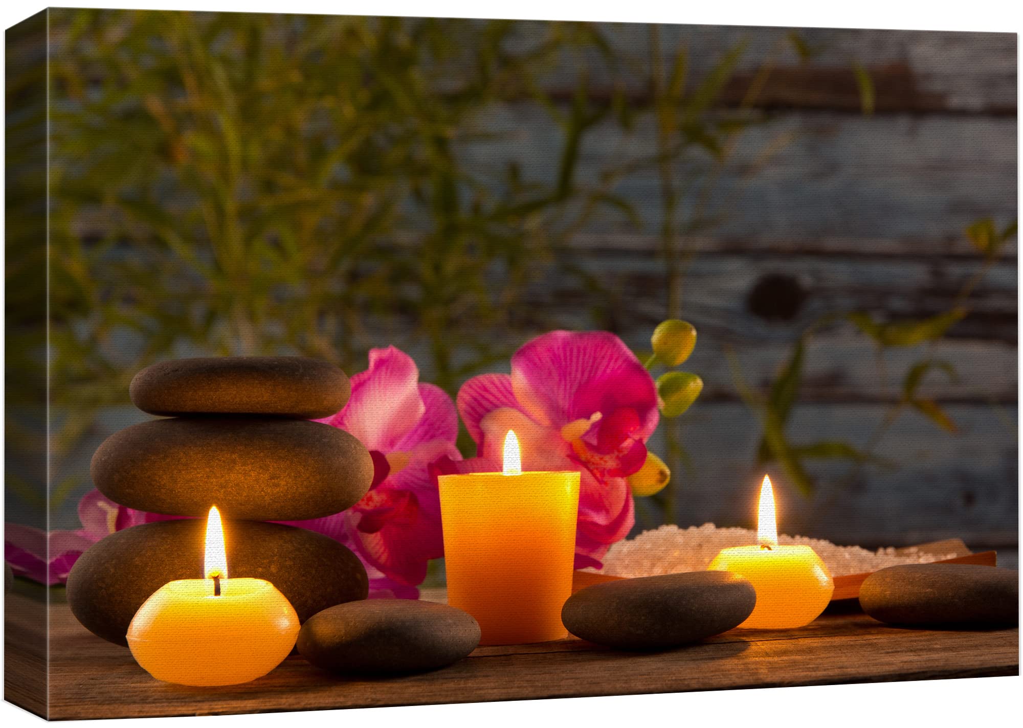 Wall26 Canvas Print Wall Art Zen Atmosphere Massage Stone Tropical Flower Candle Yoga Nature Photography Realism Rustic Scenic L