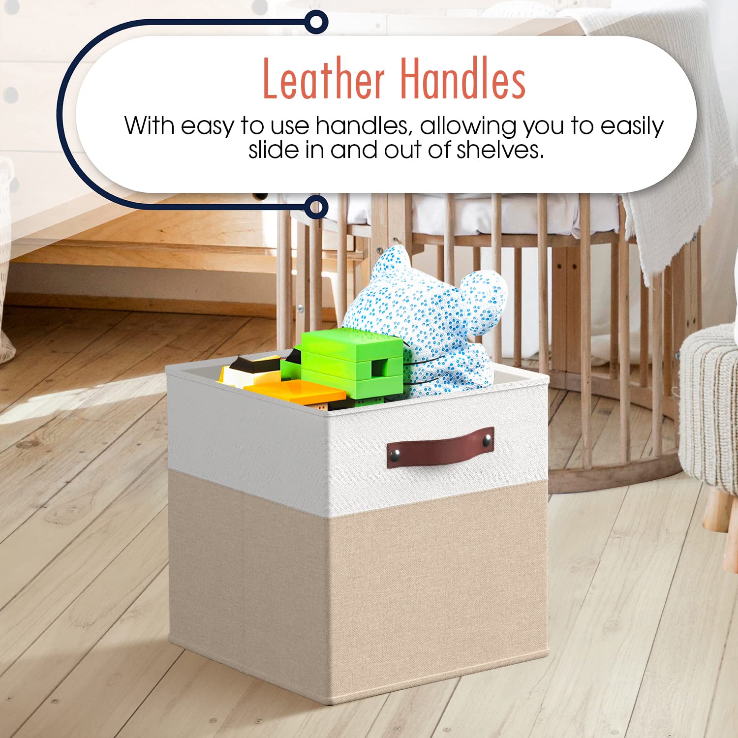 Ornavo Home 13 X 13 Storage Cube Bins, Foldable Collapsible Fabric Storage Bins Box Linen Shelf Basket Cube Organizer For Closet
