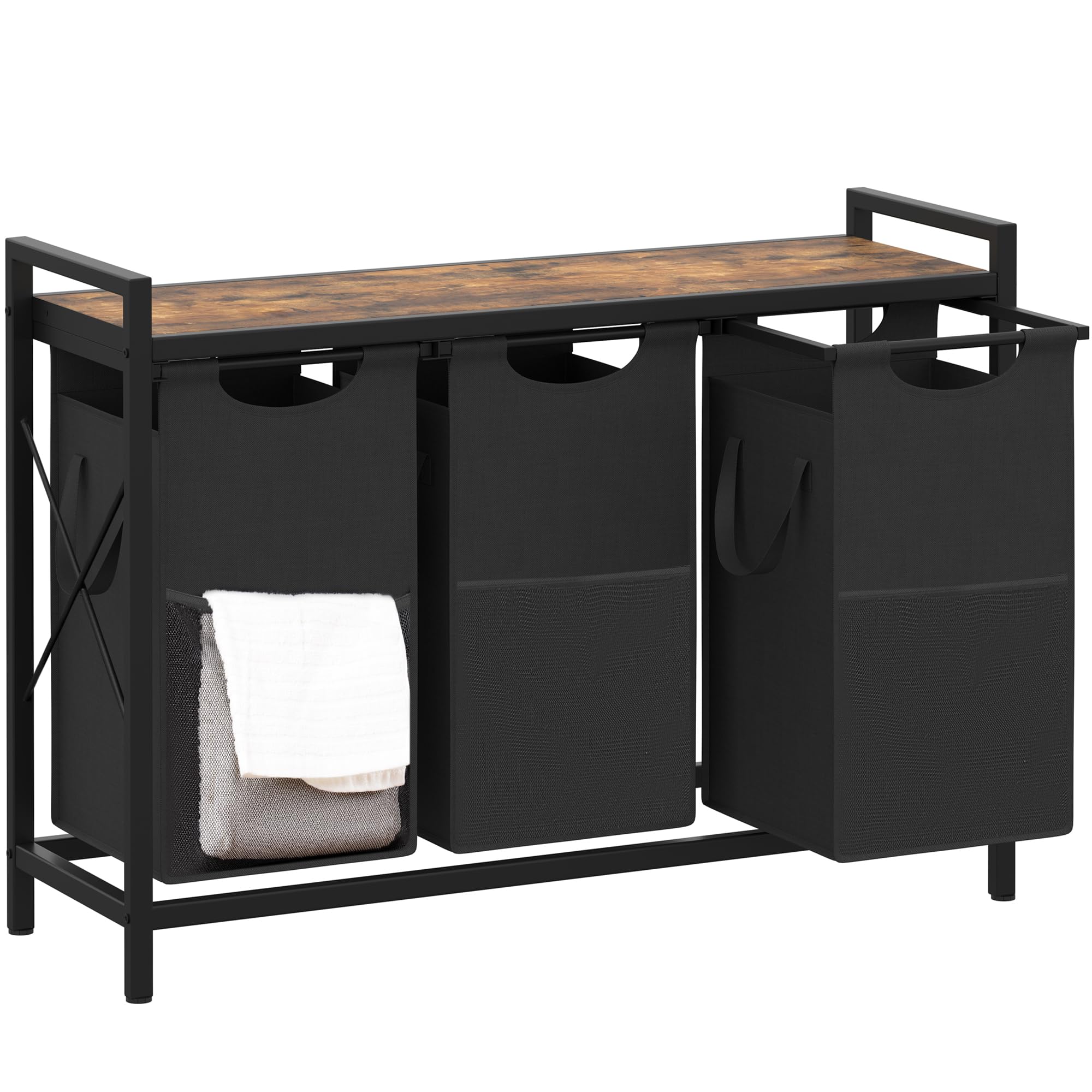 Heybly Laundry Hampers, 3    12.5 Gal Laundry Basket With Large Desktop Sorter For Laundry Room Organization, Bathroom And Dorm