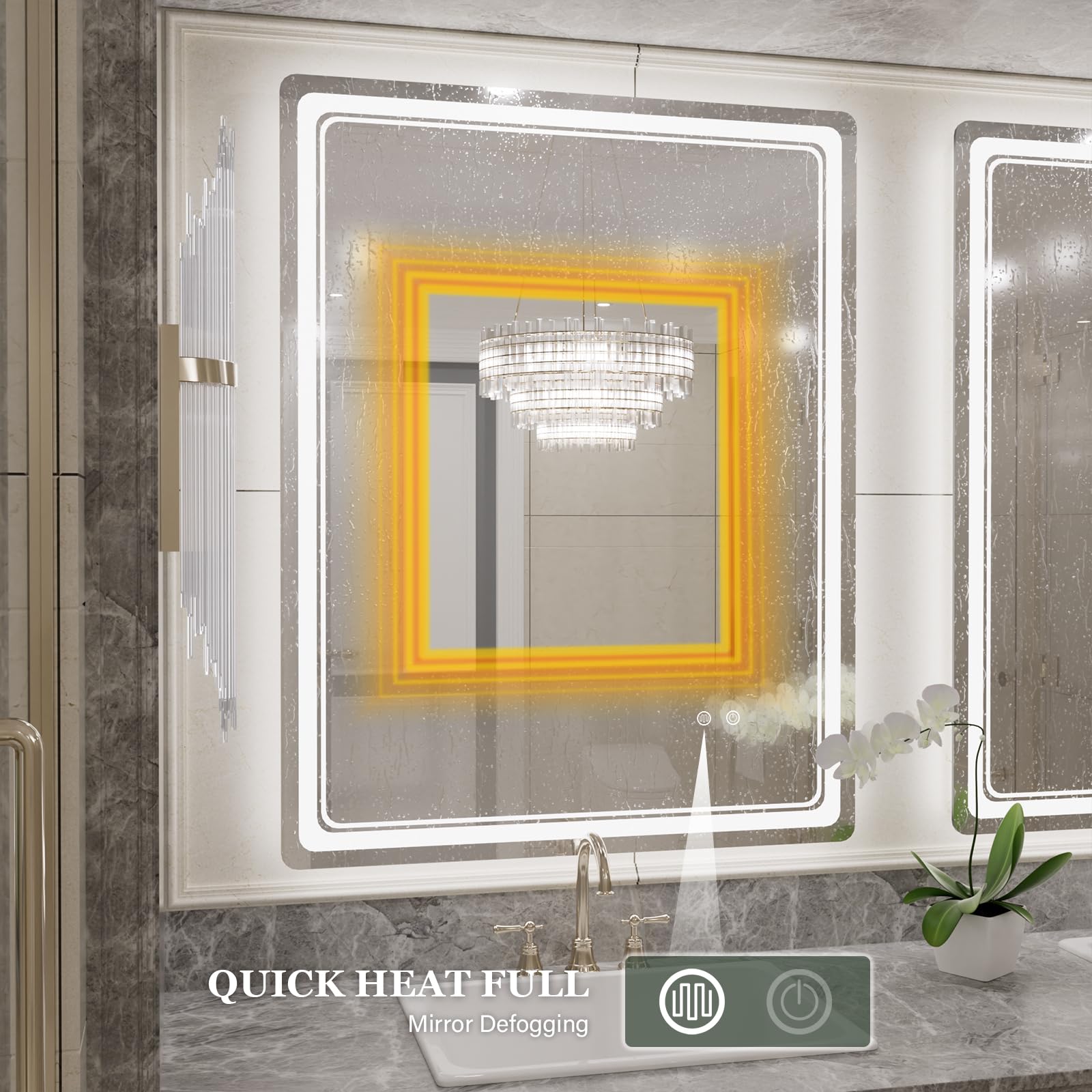 Wallbeyond Led Bathroom Mirror With Lights, 28 X 36 Inch Led Bathroom Vanity Mirror For Wall With Front And Backlit, Anti Fog Mi
