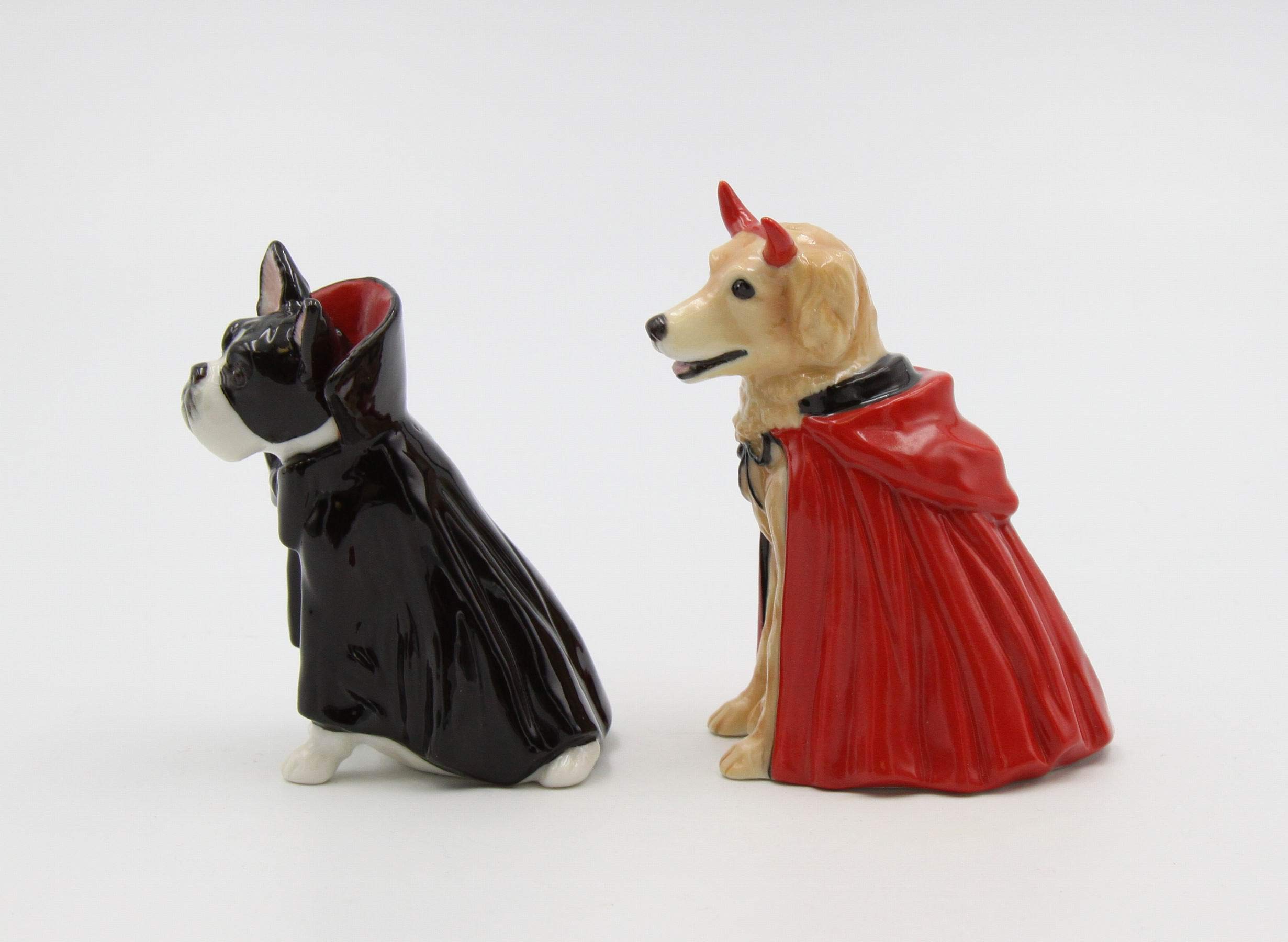 Fine Porcelain Halloween Vampire & Dracula Dog Salt & Pepper Shakers Set, 3-3/8'' H