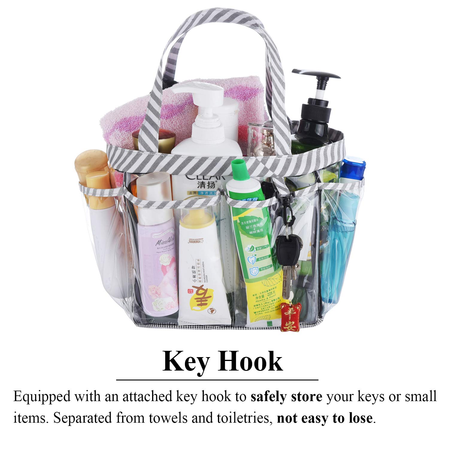 Haundry Waterproof Shower Caddy For College Dorm Room Essentials, Portable Shower Caddy Tote With 8-Pocket, Shower Bag For Beach