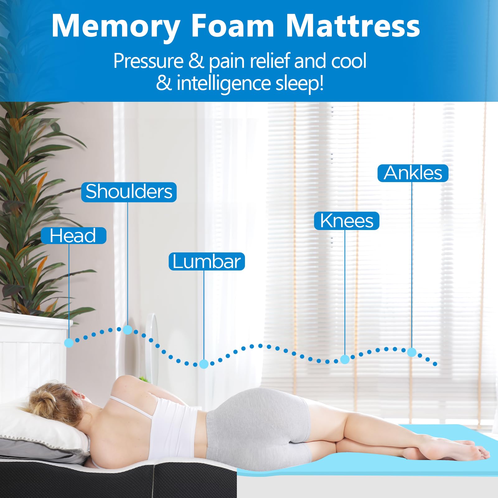 Folding Mattress, 6 Inch Cot Tri-Fold Memory Foam Mattress Topper With Washable Cover,Cooling Mattress Pad For College Dorm Sing