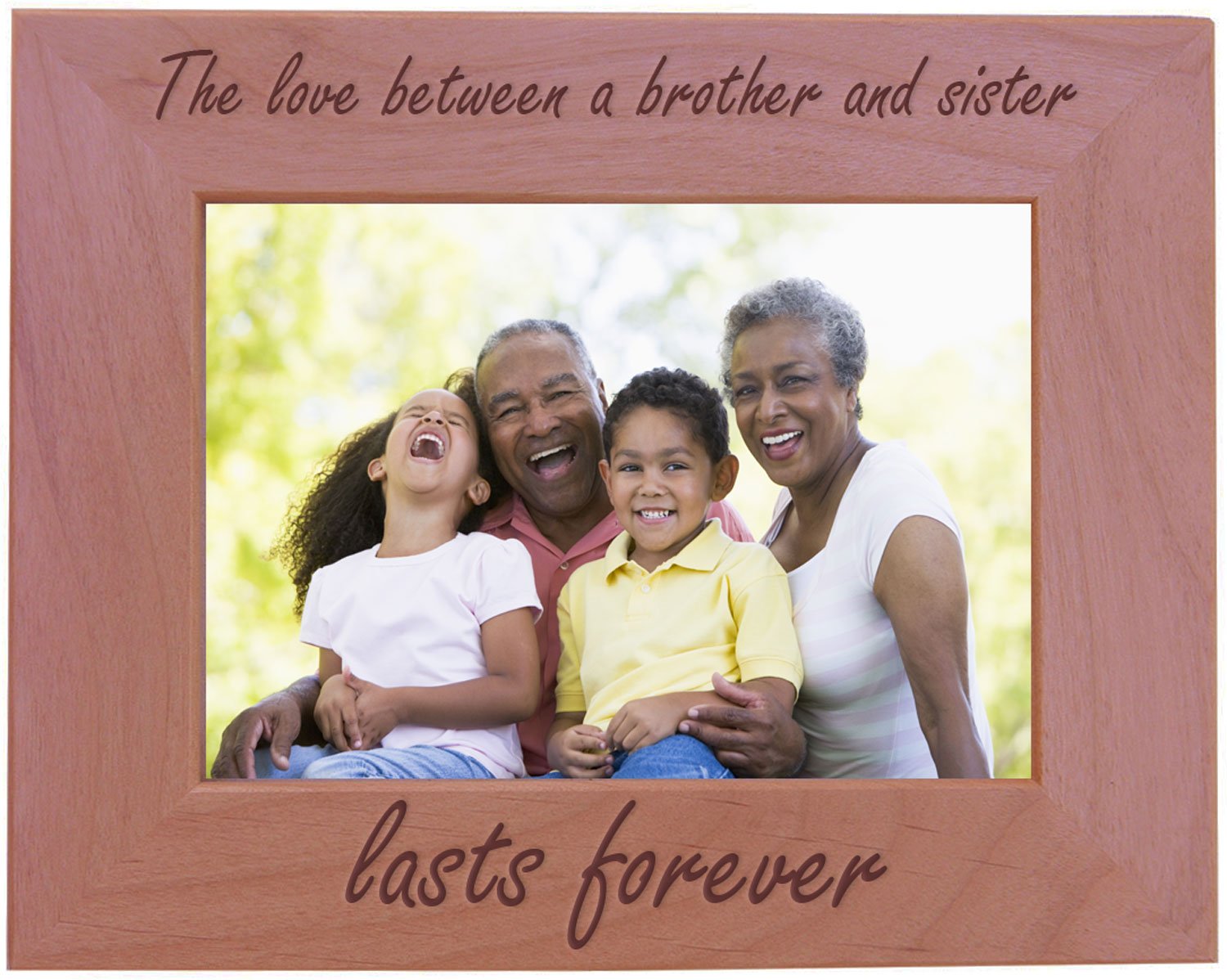 CustomGiftsNow The Love Between Brother and Sister Lasts Forever - 4x6 Inch Natural Alder Hanging/Tabletop Wood Picture Frame (5