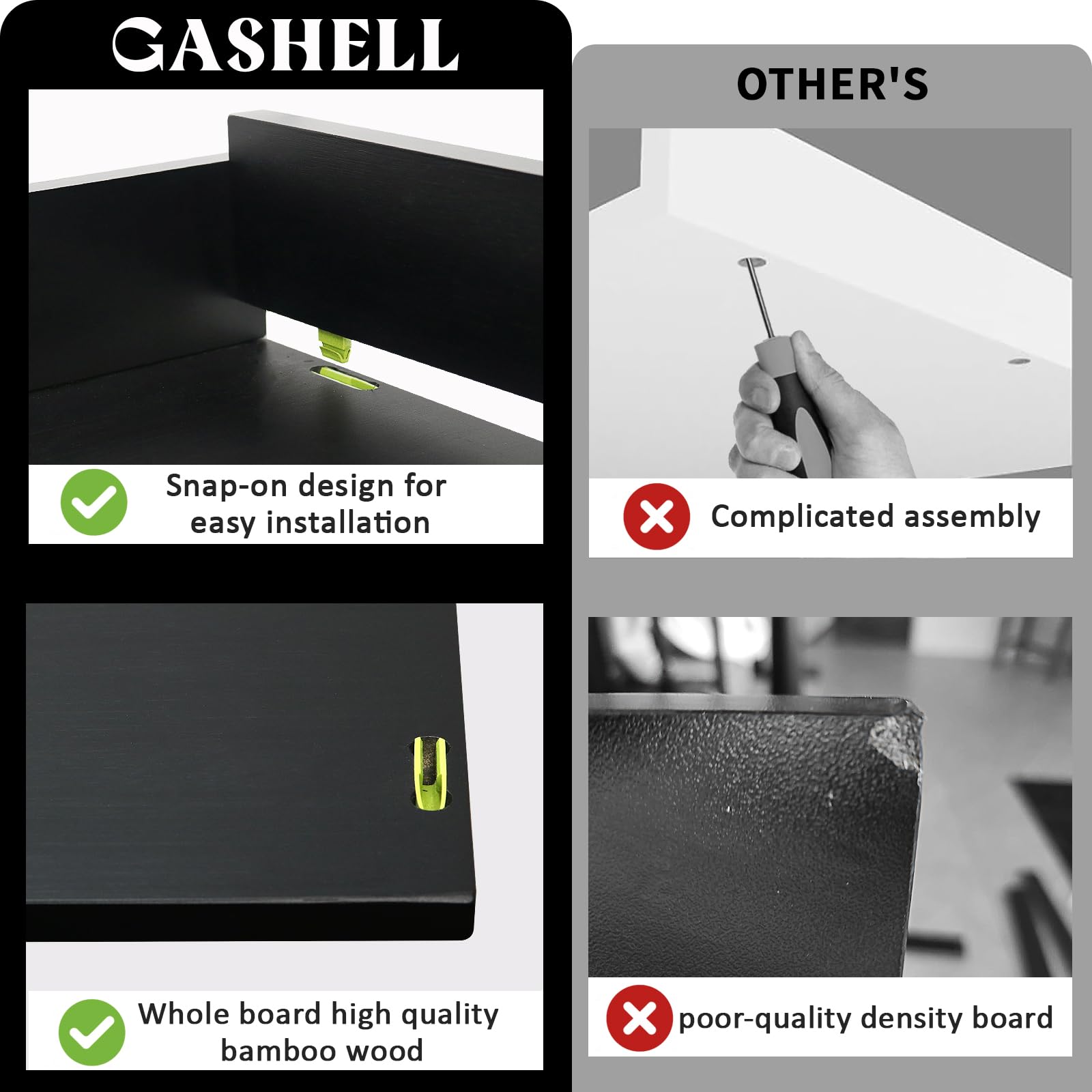 Gashell Washer Dryer Countertop, 27.5'' X 54'' Bamboo Washer And Dryer Countertop For Laundry Room Organization(Black)