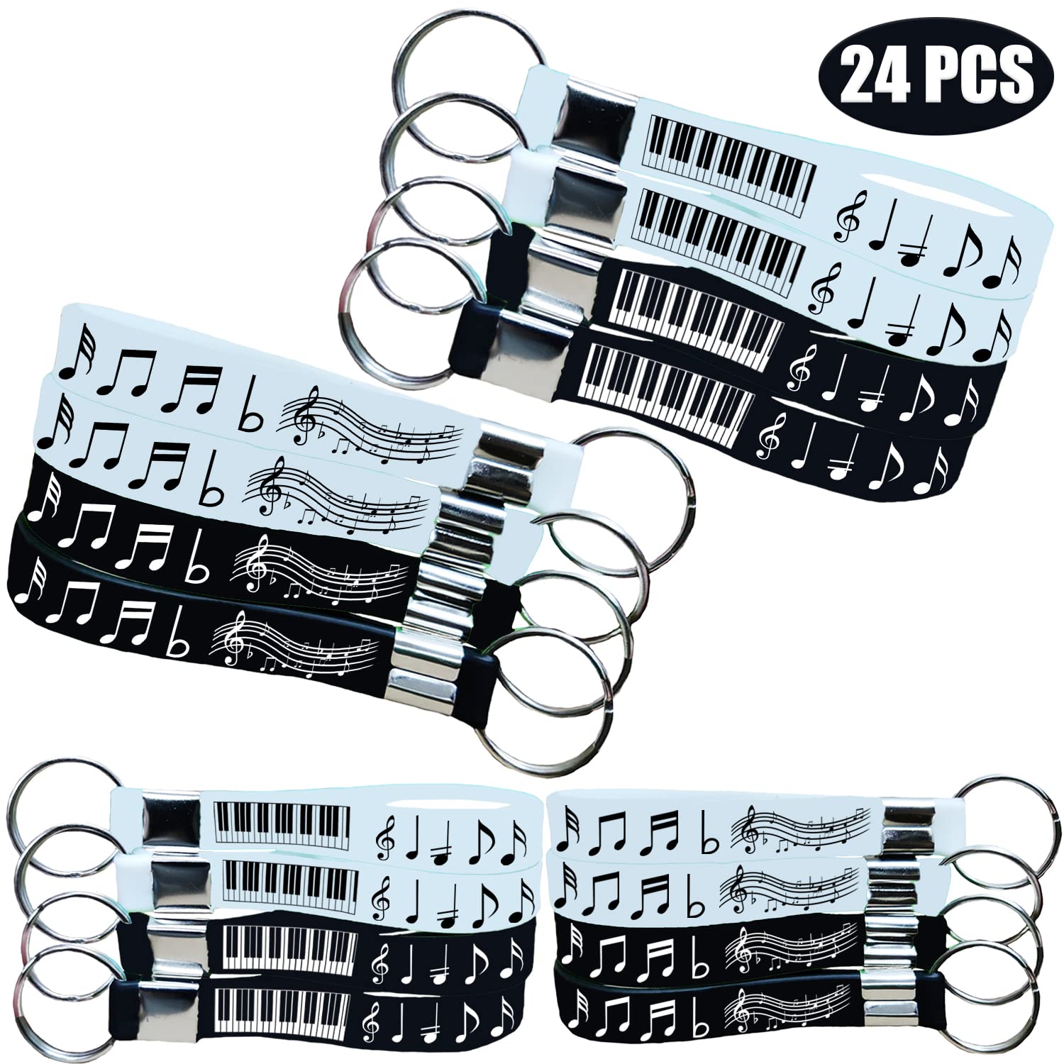 Cupaplay 24Pcs Piano Notes Keychains/Keyrings -Piano Notes Party Supplies Decorations Music Birthday Party Favors Gifts Events P