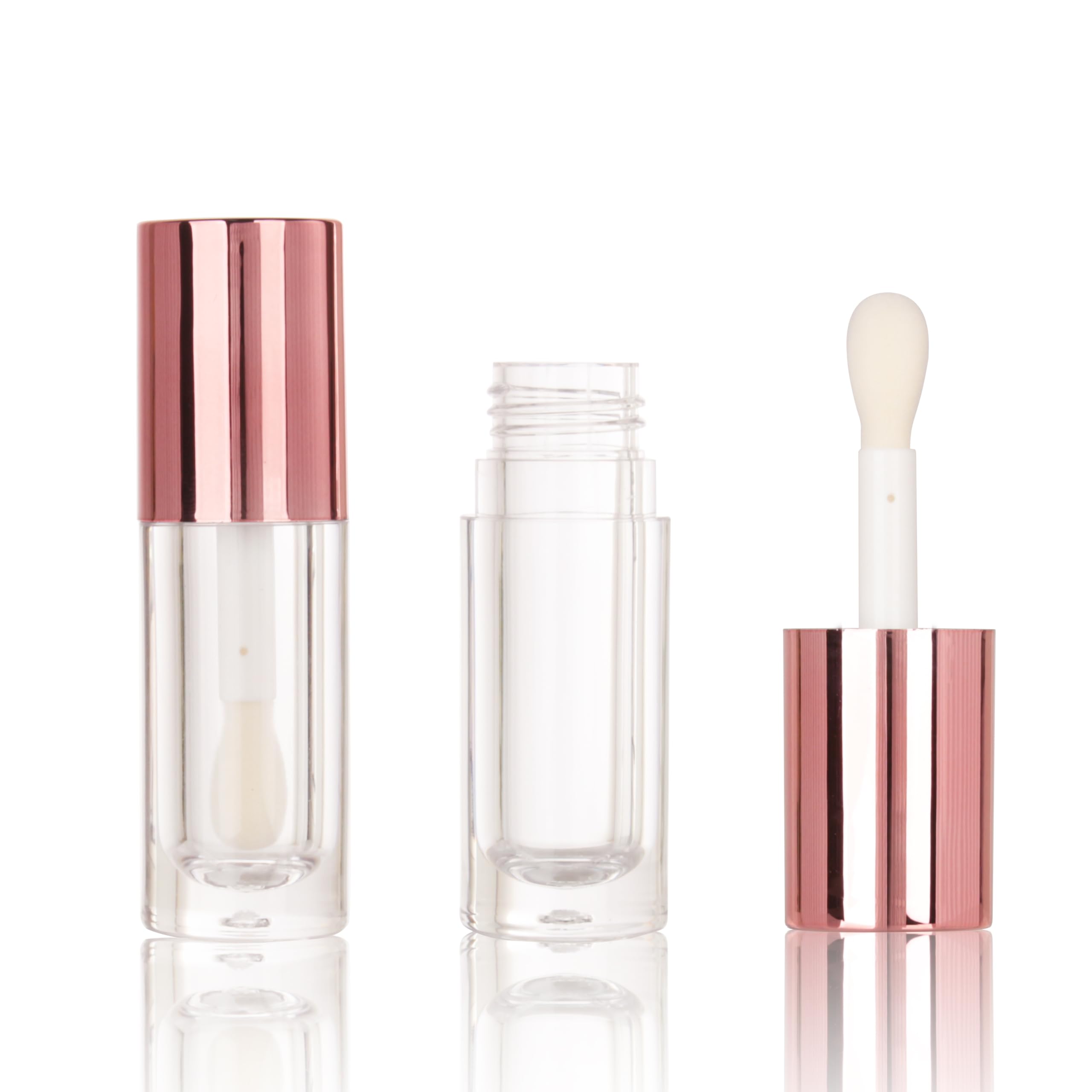 COSIDEA 50pcs Empty Round Rose Gold 6ml big doe foot wand lip gloss tubes for DIY lipgloss lipgloss tube containers with thick w