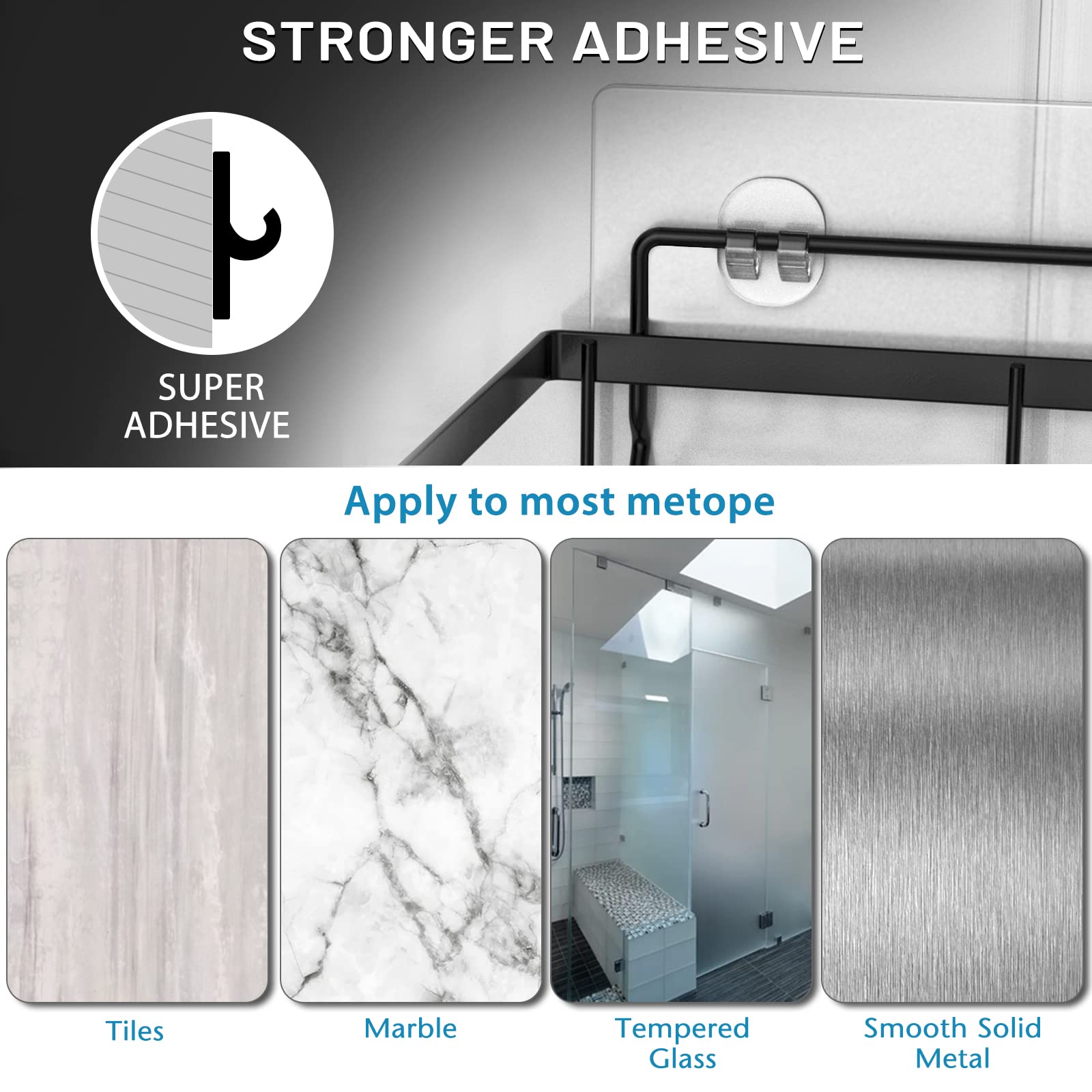 Moforoco 2 Pack Shower Caddy Adhesive For Replacement, No Drilling Strong Transparent Adhesive For Shower Caddy, Soap Holder, Ba