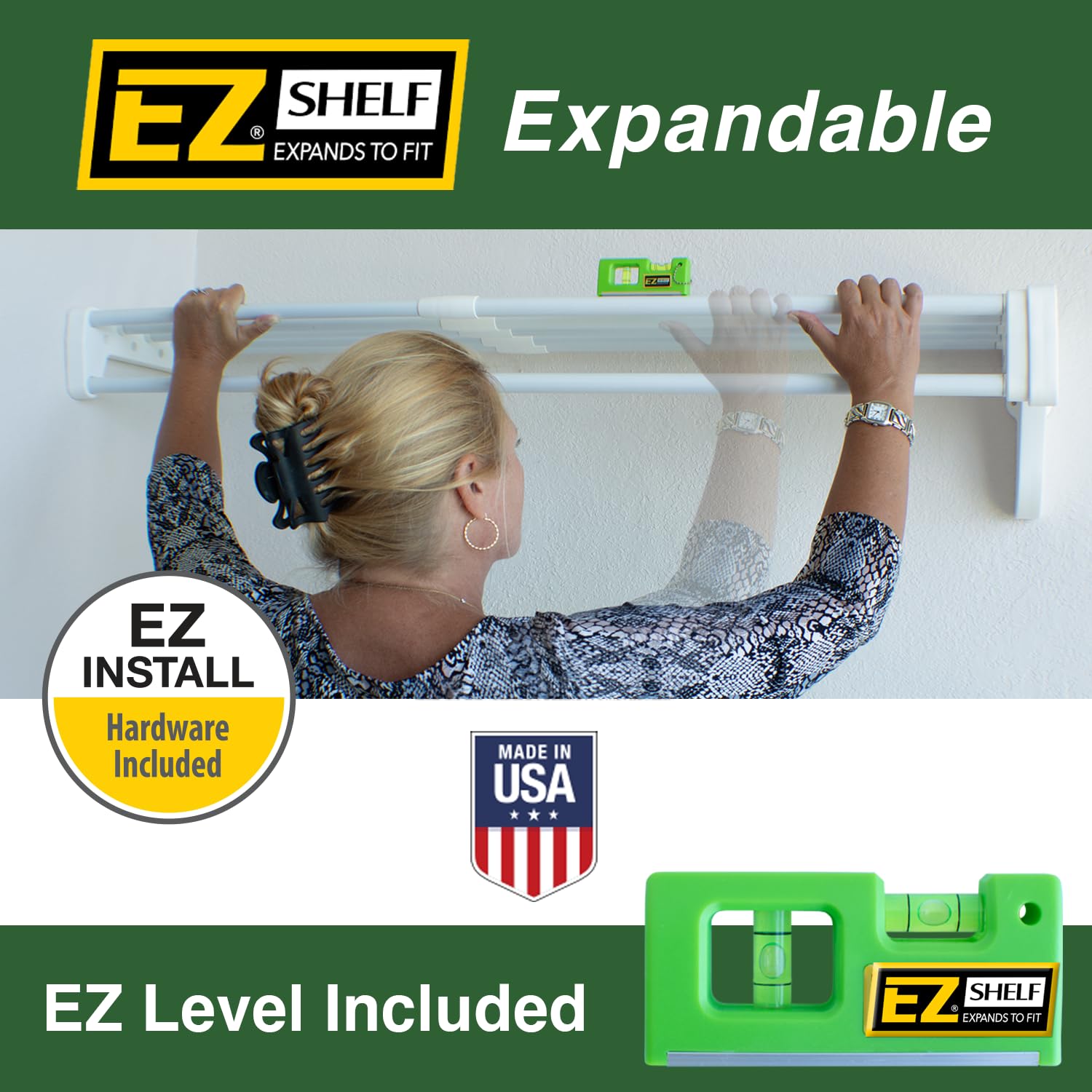 Ez Shelf - Closet Shelf With Hanging Rod - 40.5   -73    Expandable, White, Closet Shelves - Strong, Holds 200 Lbs - Diy, Easy I