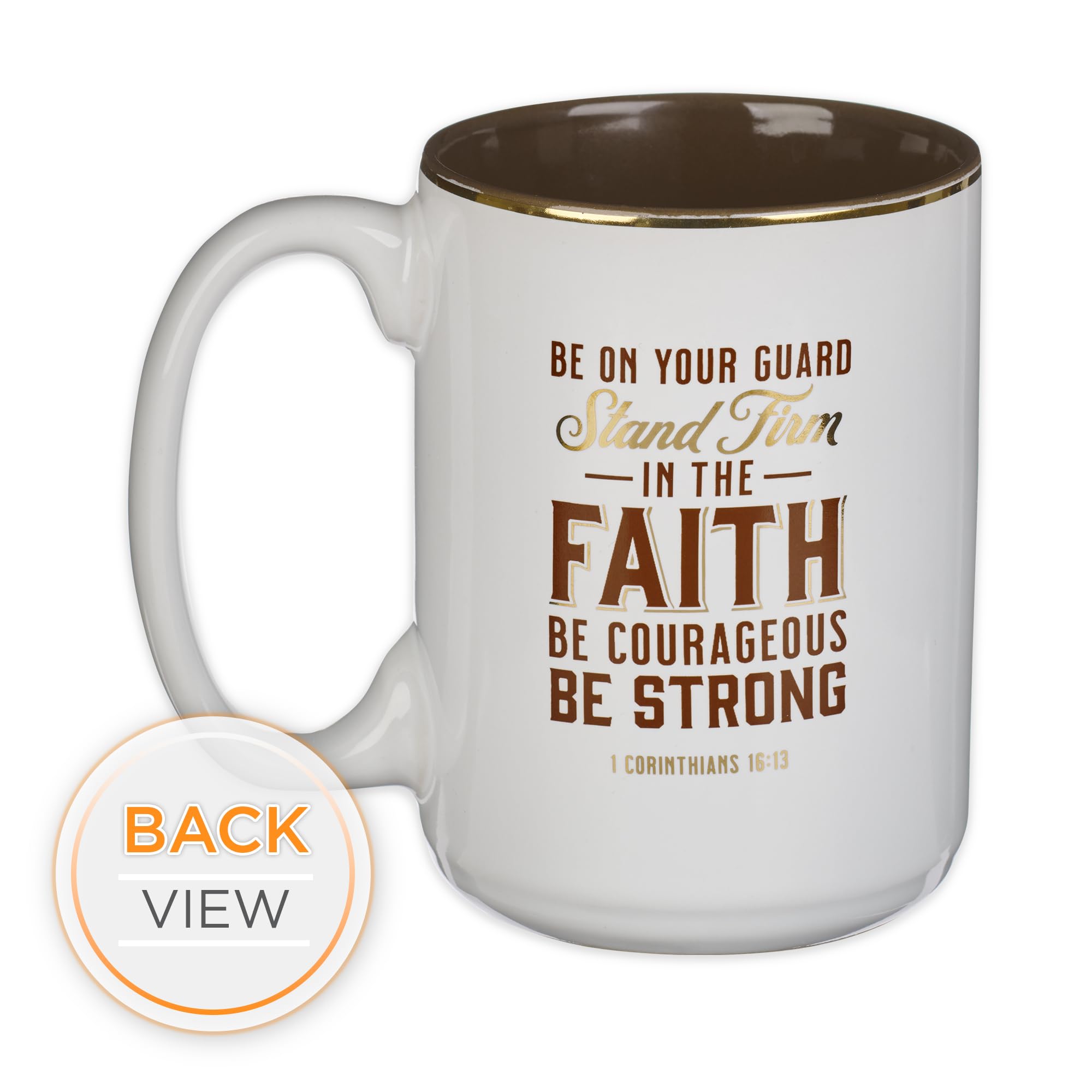 Christian Art Gifts Large Ceramic Scripture Coffee & Tea Mug For Men: Stand Firm In The Faith - 1 Cor. 16:13 Inspirational Bible