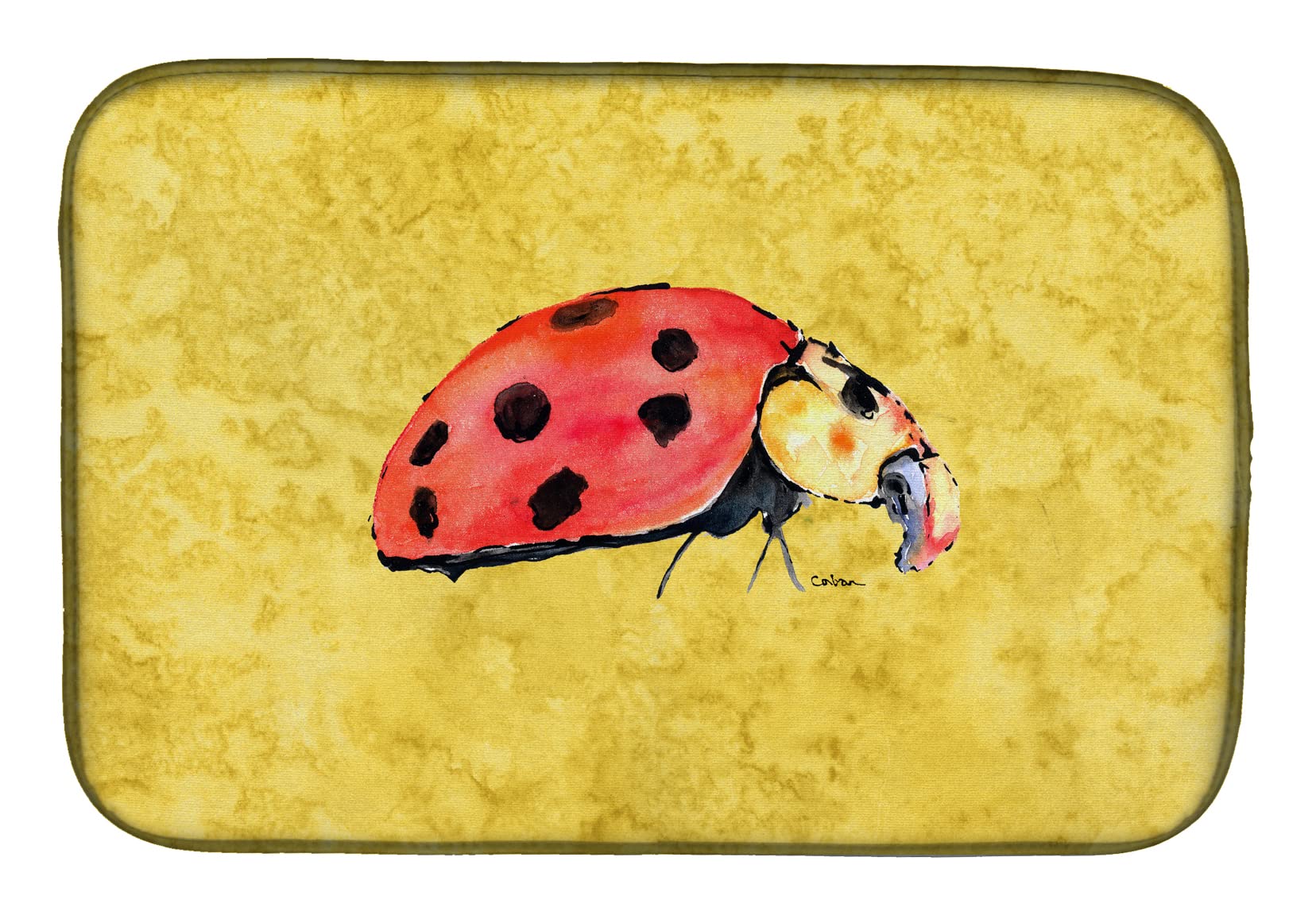 Lady Bug on Yellow Dish Drying Mat 8867DDM