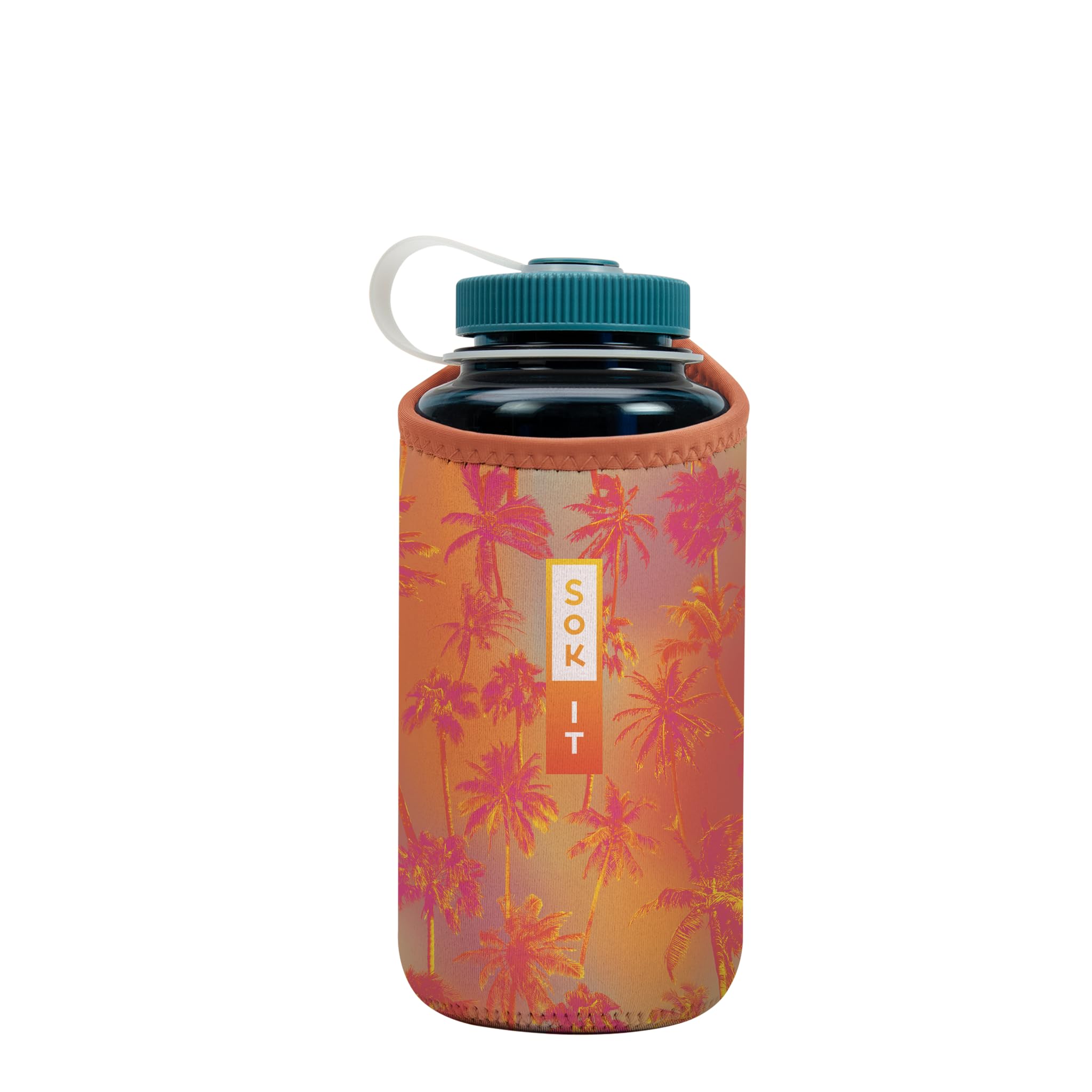Sok It BotlSok Water Bottle Sleeve Insulated Neoprene Cover (Sunset Palm, Fits 32oz Nalgene)