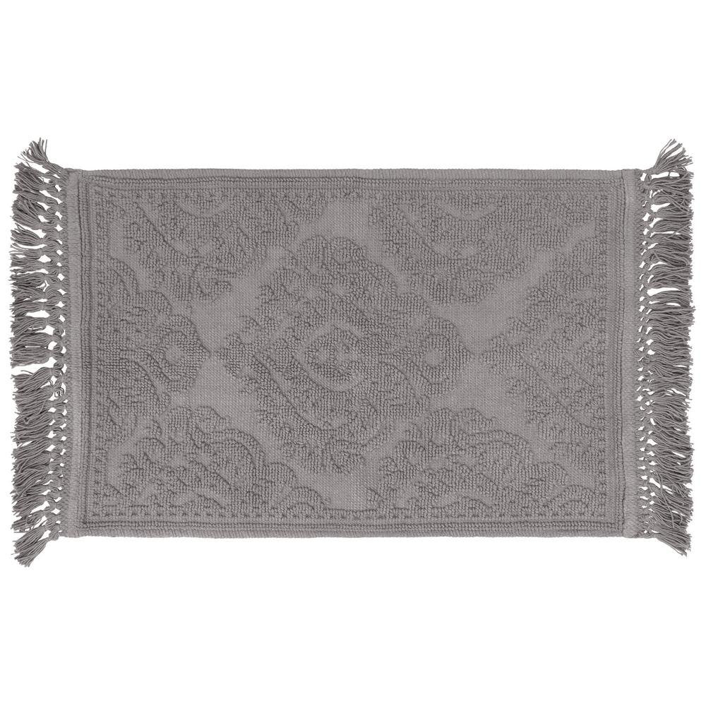 Jean Pierre - Ricardo Bath Mat, Woven Fringe Bathroom Rugs, 100% Cotton, Premium Bathroom Decor - Measures 27'' X 52'' - Dark Gr