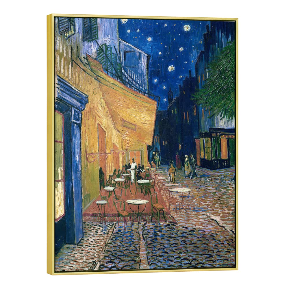 Wieco Art Framed Art Giclee Canvas Prints Of Cafe Terrace At Night Canvas Prints Wall Art By Van Gogh Paintings Abstract Framed