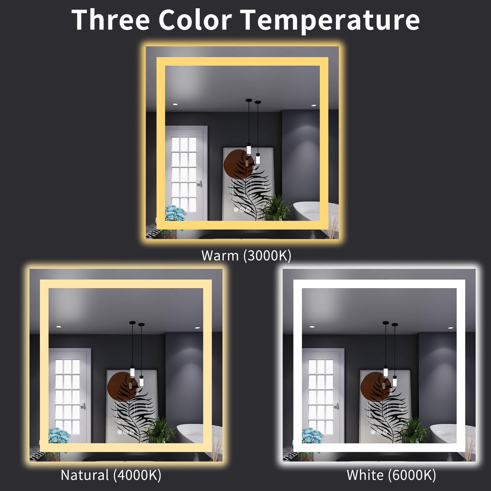 Loaao 32''X32'' Led Bathroom Mirror With Lights, Anti-Fog, Dimmable, Backlit + Front Lit, Lighted Bathroom Vanity Mirror For Wal