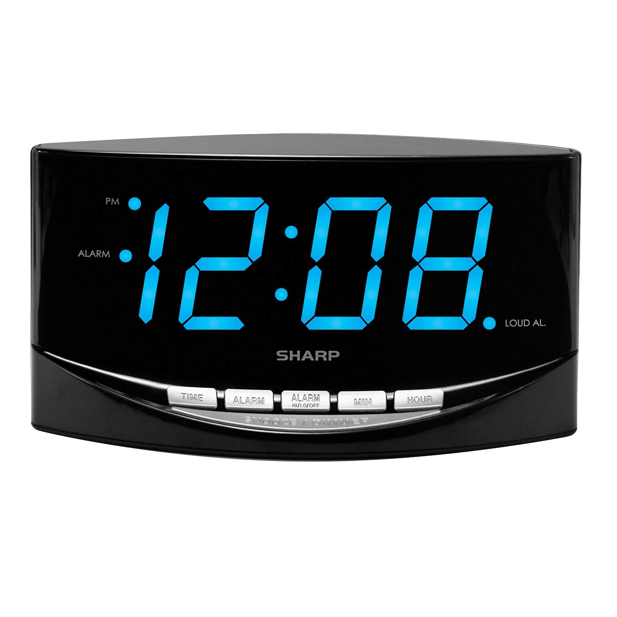 Sharp Easy to See Alarm Clock with Jumbo 2    Numbers - Bright Blue LED Display - Easy Set-up & Simple to Use -See from Across t