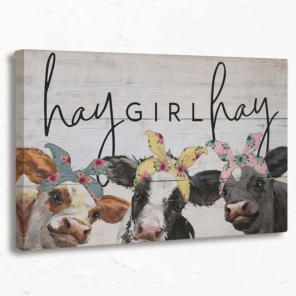 Tizzer Cow Decor, Cow Pictures Wall Decor For Bedroom Bathroom Farmhouse, Hay Girl Hay Cow Paintings, Cow Canvas Wall Art Prints