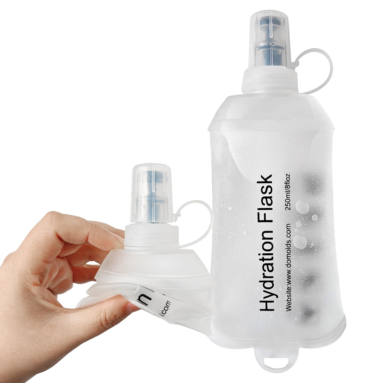 SHELEMB 250ml Soft Flask, Soft Water Bottle for Hydration Packs, Running, Hiking, Cycling and Climbing  White