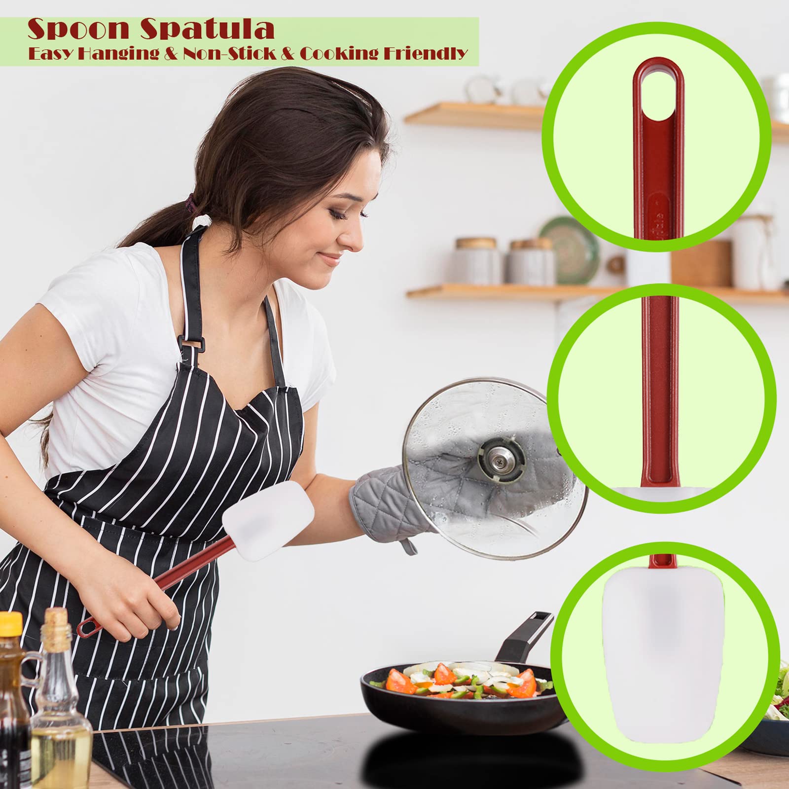 Commercial Spoonula Rubber Spatula Set, High Heat Spatula Spoon 9.5 Inches, Commercial Spatula For Cooking, Rubber Spatula Set R