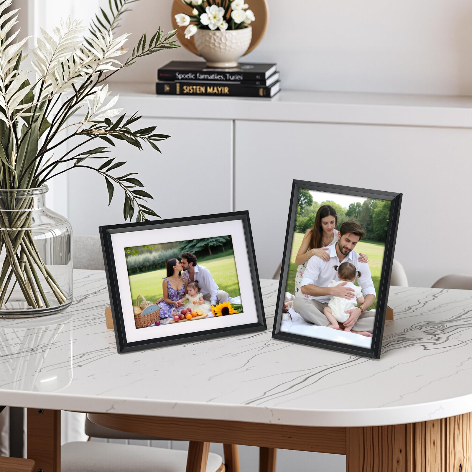 Edenseelake 5x7 Picture Frame Set of 6, Display 4x6 Picture with Mat or 5x7 Without Mat, Black Photo Frame for Wall Hanging or T