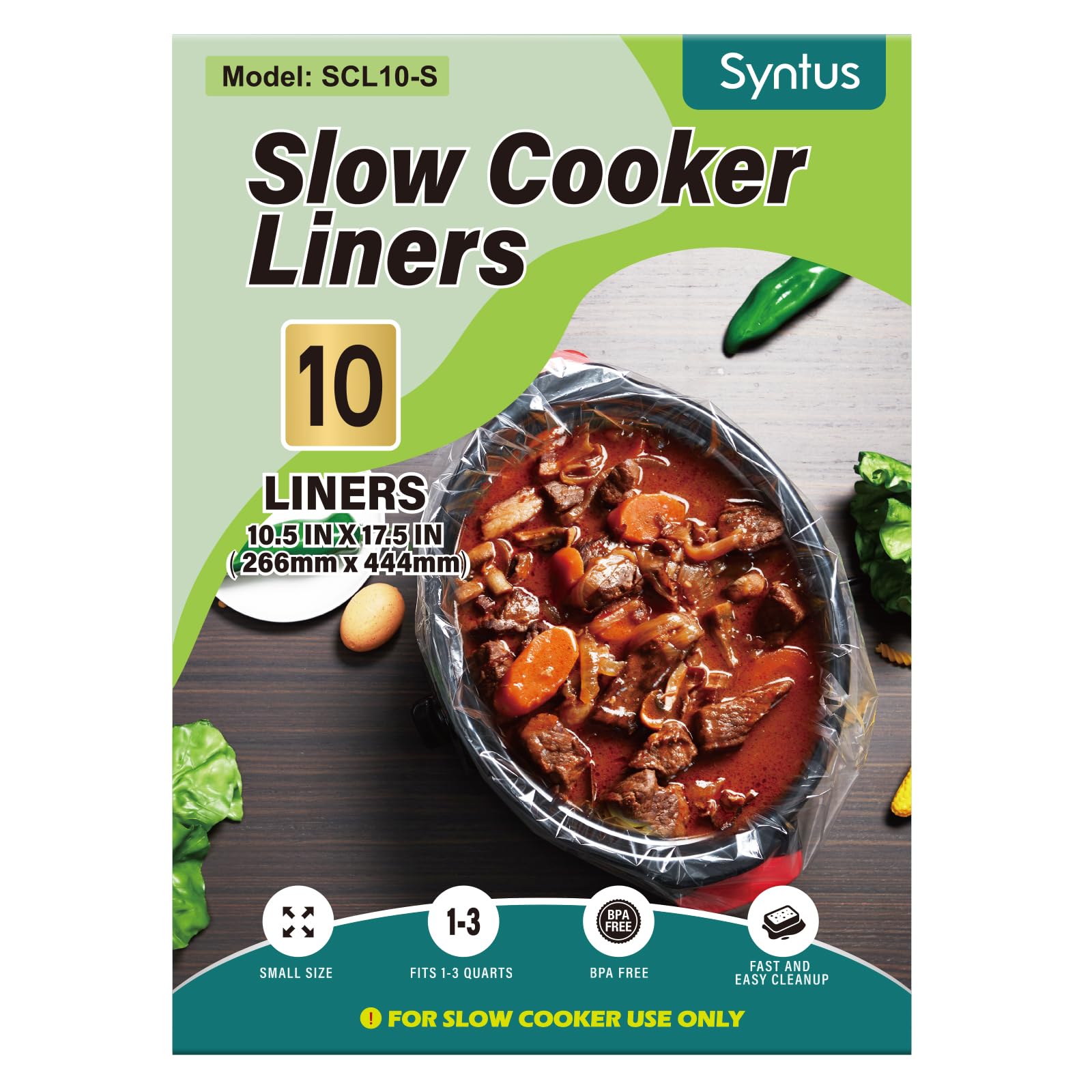 Syntus Slow Cooker Liners, 10 Count Cooking Bags Small Size Disposable Pot Liners Plastic Bags, Fit 1Qt To 3Qt For Slow Cooker C
