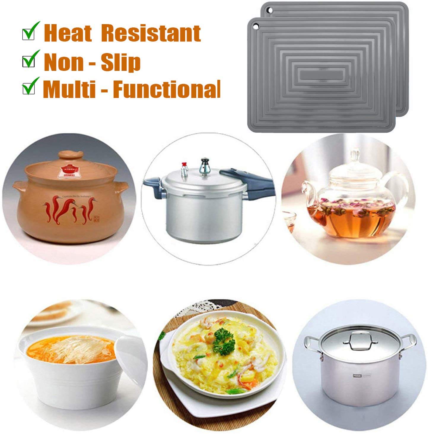 Large Silicone Trivet Mats For Hot Dishes/Pots Pans, Heat Resistant Pot Holder,9''X12'' Non Slip Flexible Durable Pot Coaster Ki