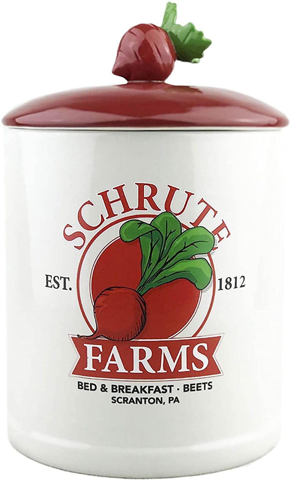 Silver Buffalo The Office Dunder Mifflin Dwight K. Schrute Farms Bed And Breakfast Beets Ceramic Cookie Snack Jar (Large)
