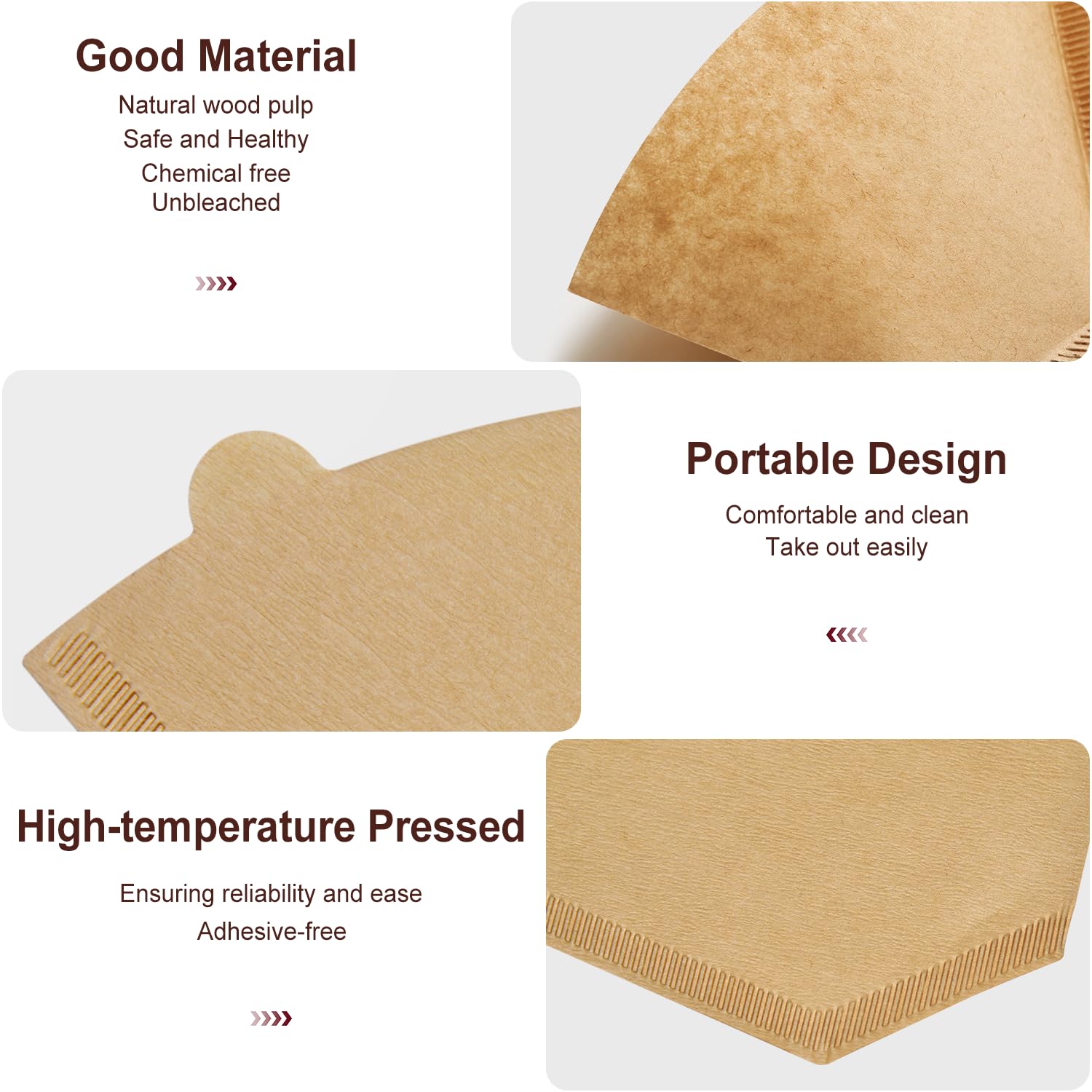 Muztinte #4 Cone Coffee Filters,4 Coffee Filters Paper Fits For Pour Over And Drip Coffee Maker, 8-12 Cup,Natural Unbleached,Chl
