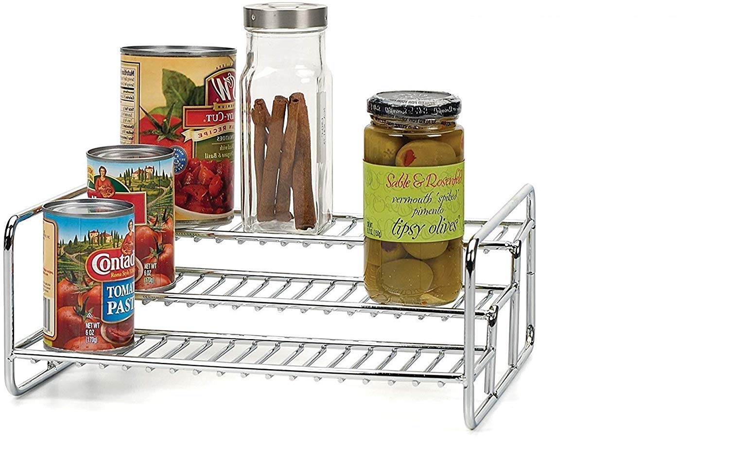 Indian Decor. 31333 Chromed Steel Spice Rack (Chrome, 4.25 H X 11 W X 8.75 D Inch)