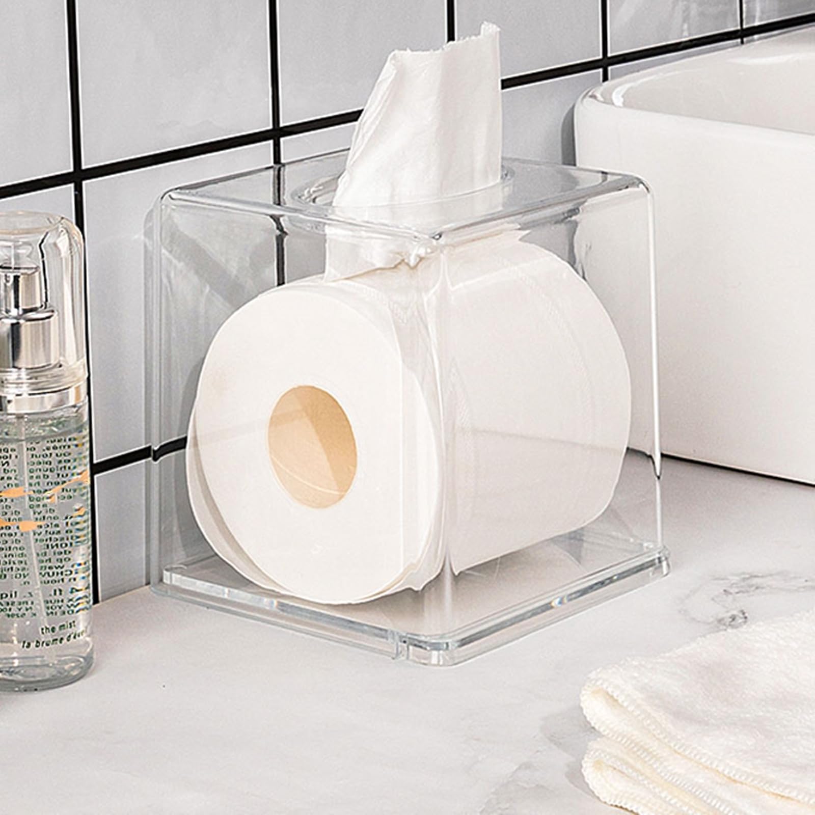 Yopay 2 Pack Square Tissue Dispenser Box, Clear Facial Acrylic Tissue Box Holder, Cover Napkin Organizer For Dryer Sheets, Bathr